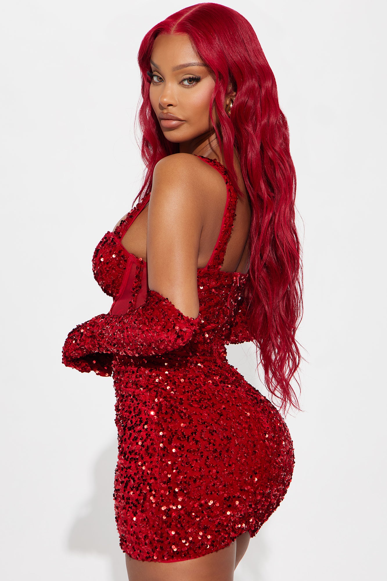 Khloe Sequin Mini Dress - Red