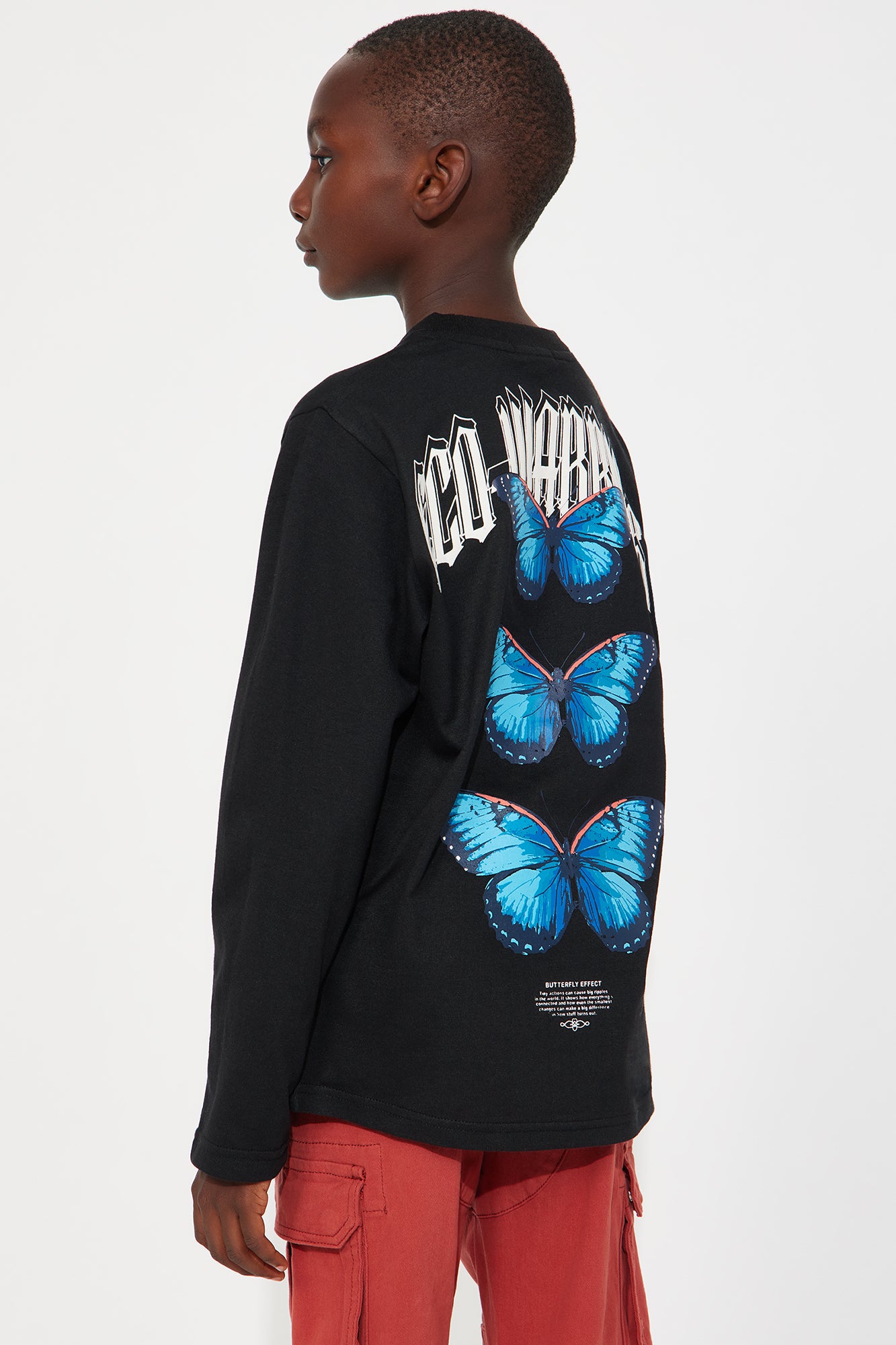 Mini Eco Warriors Front/Back Long Sleeve Tee - Black