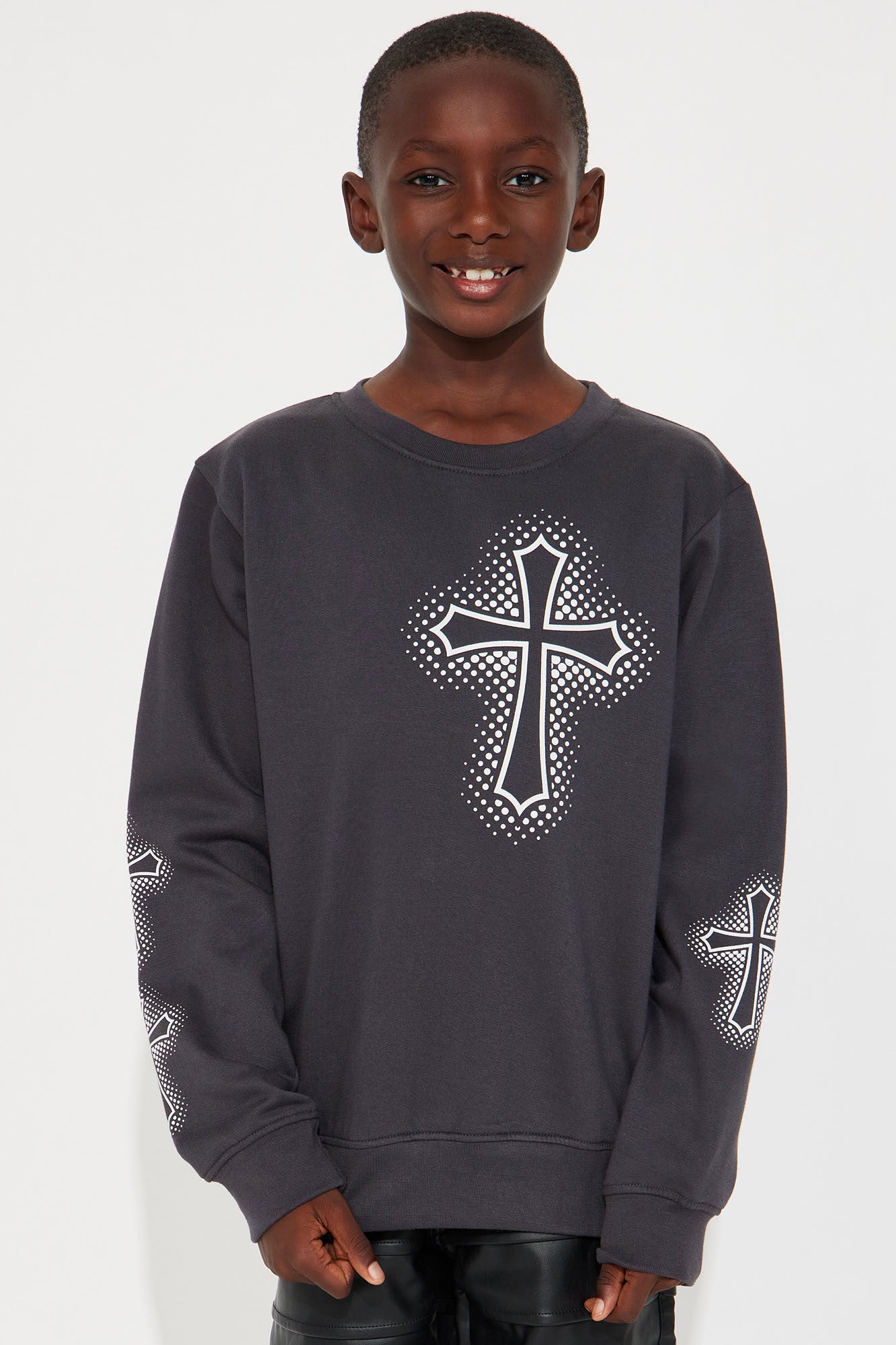 Mini Blessed Up Long Sleeve Sweatshirt - Charcoal