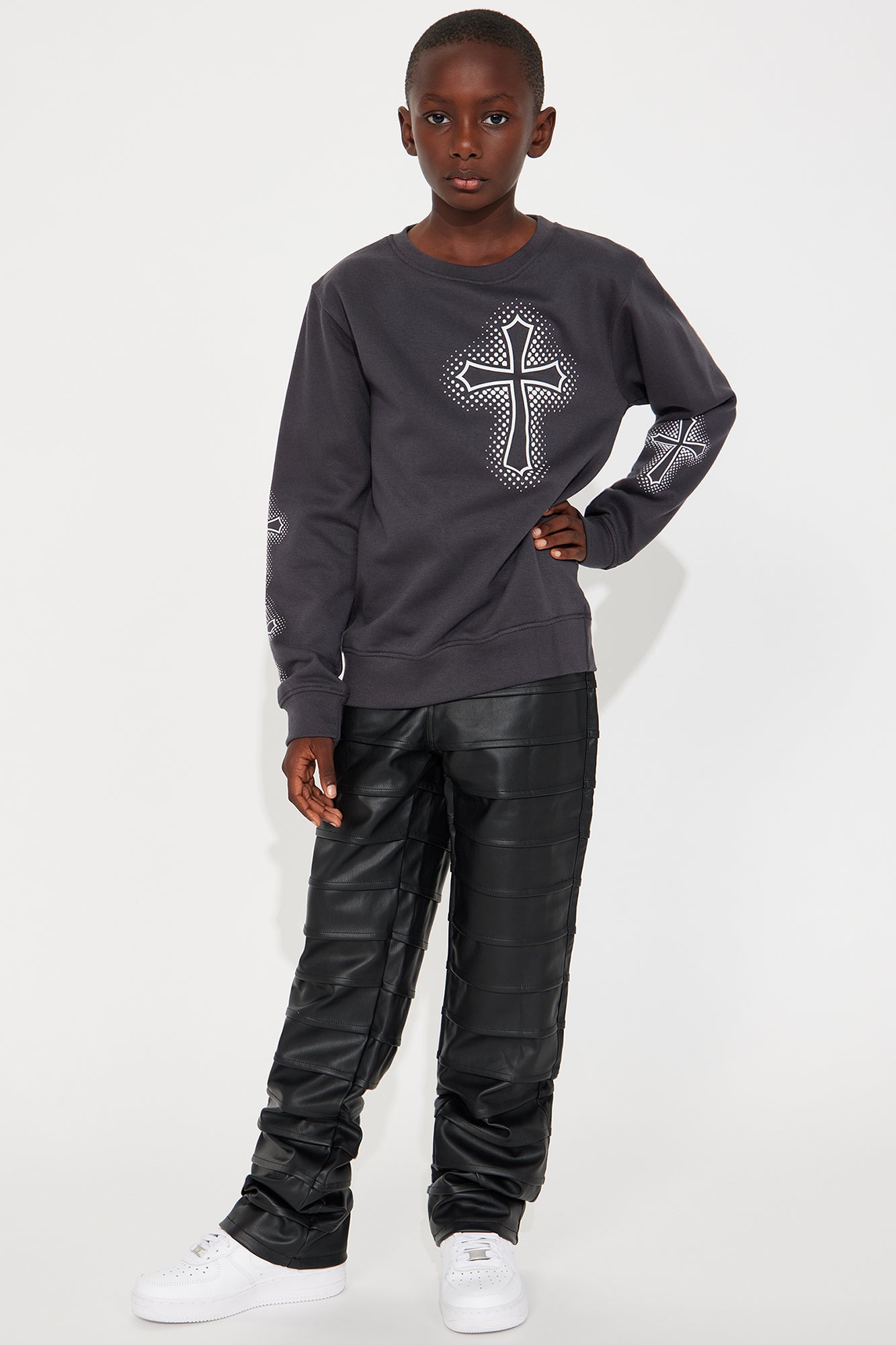 Mini Blessed Up Long Sleeve Sweatshirt - Charcoal
