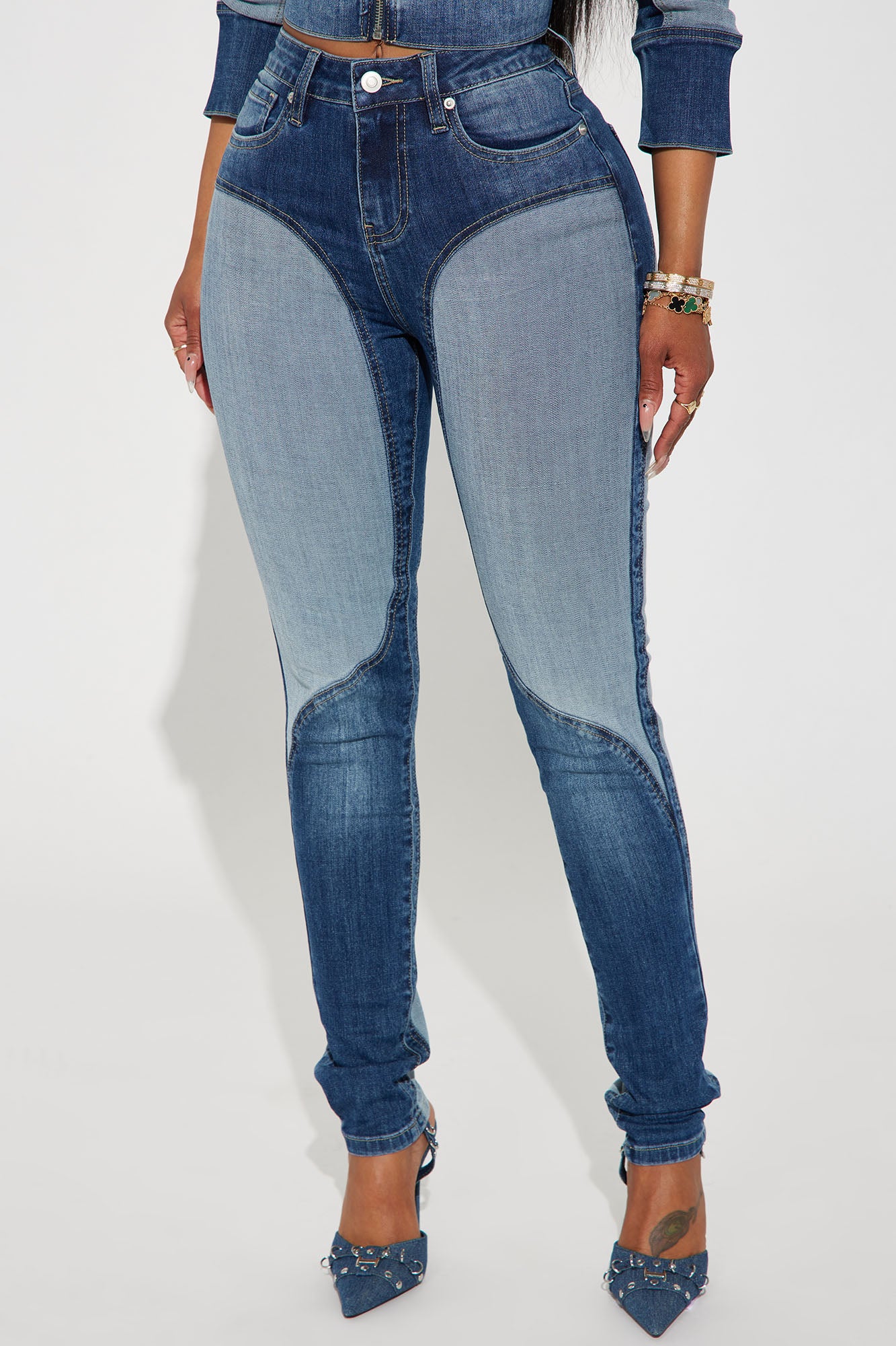Tall Coronado Two Tone Moto Skinny Jeans - Medium Wash