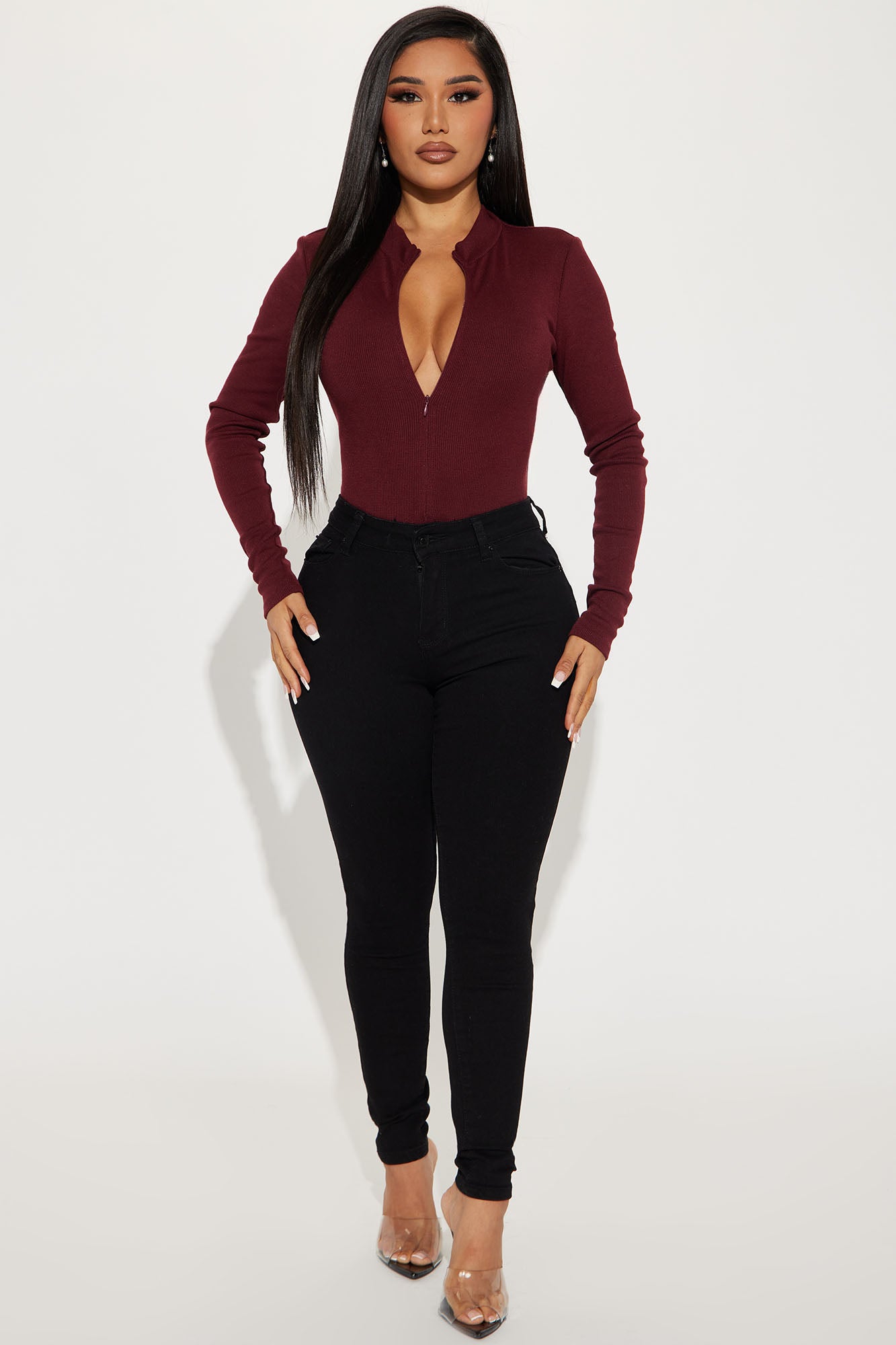 Grind Time Beyond Long Sleeve Bodysuit - Burgundy
