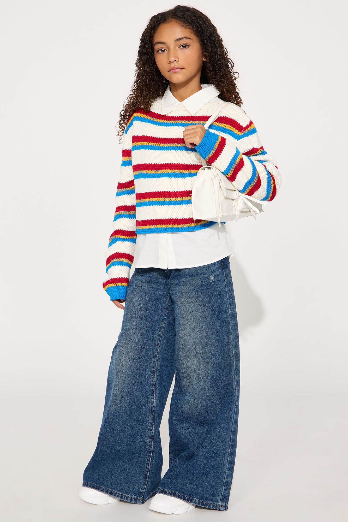 Mini Feelin' Good Striped Sweater - White/combo