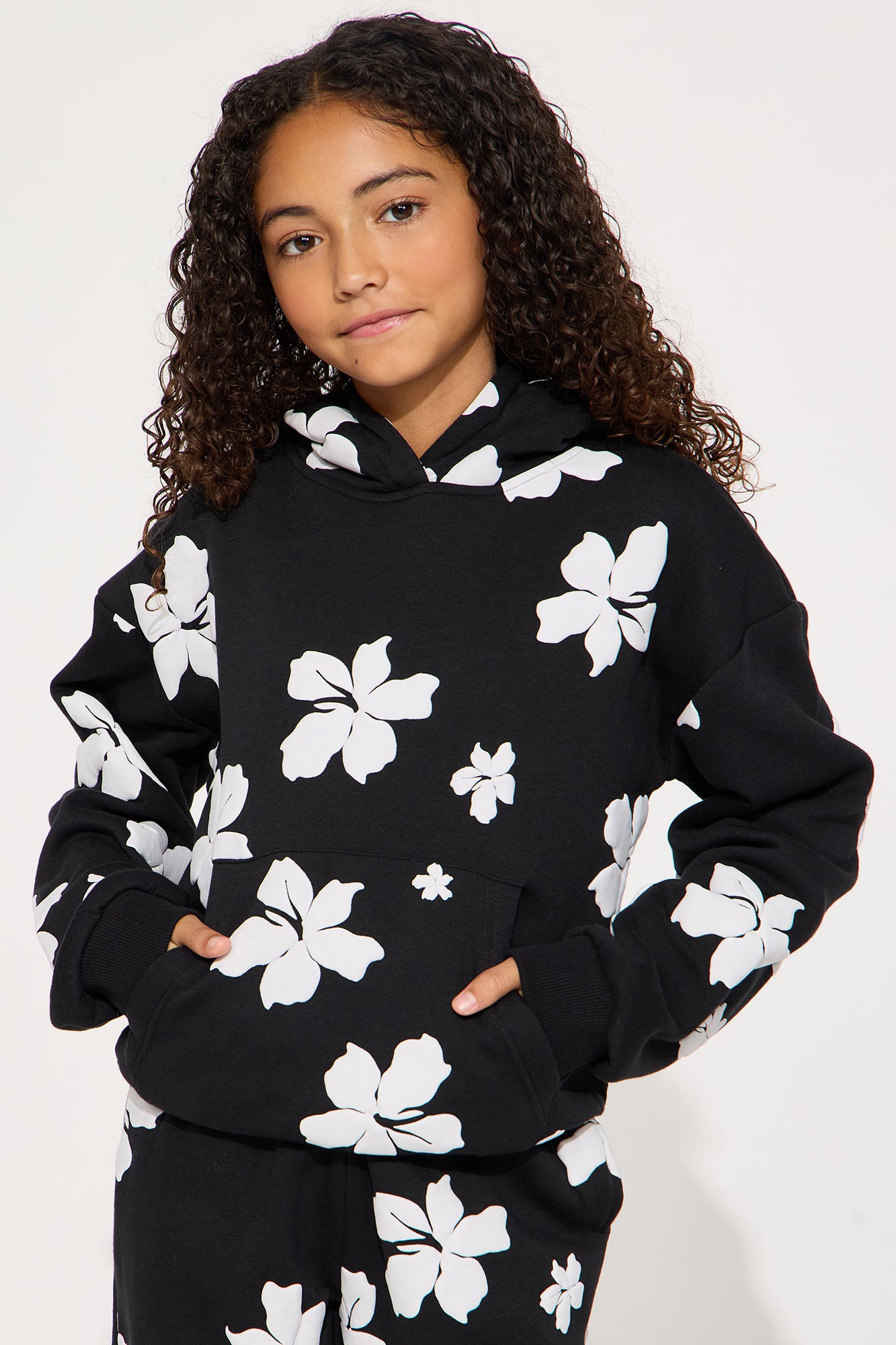 Mini Always In Bloom Fleece Hoodie - Black/White