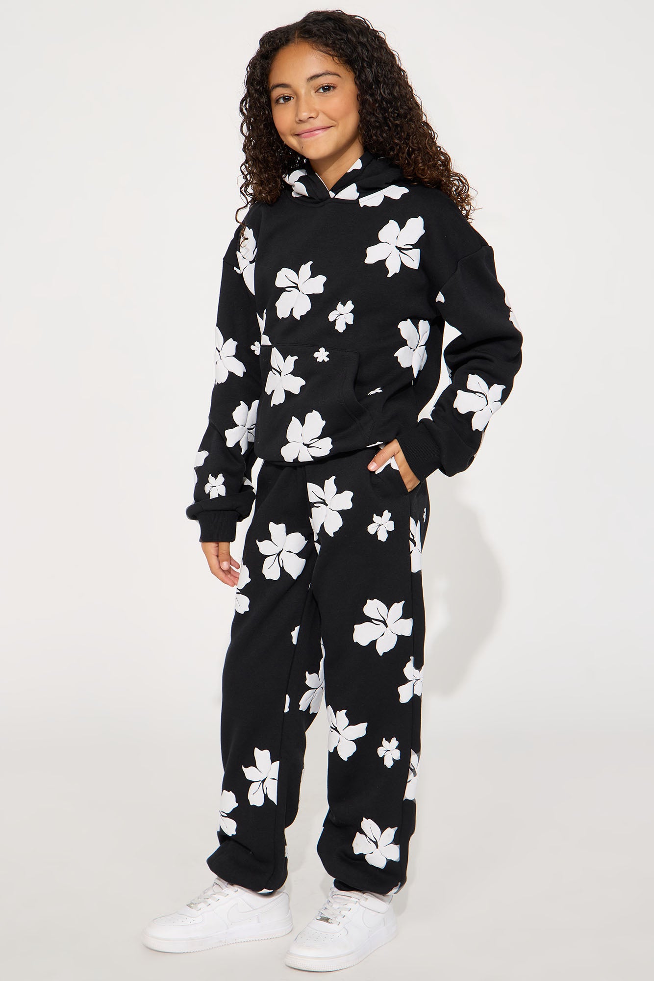 Mini Always In Bloom Fleece Jogger - Black/White