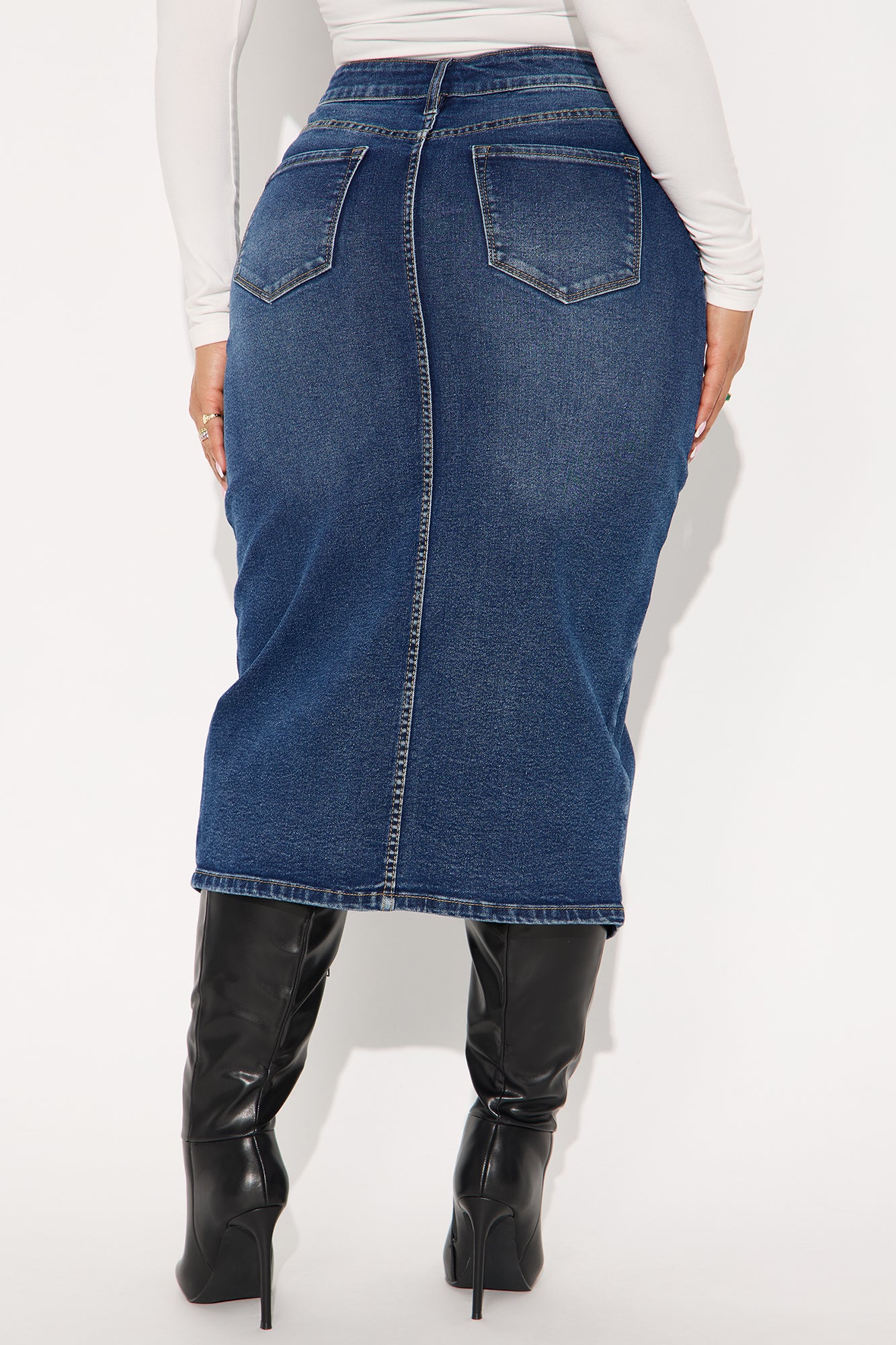 Anna Denim Midi Skirt - Dark Wash