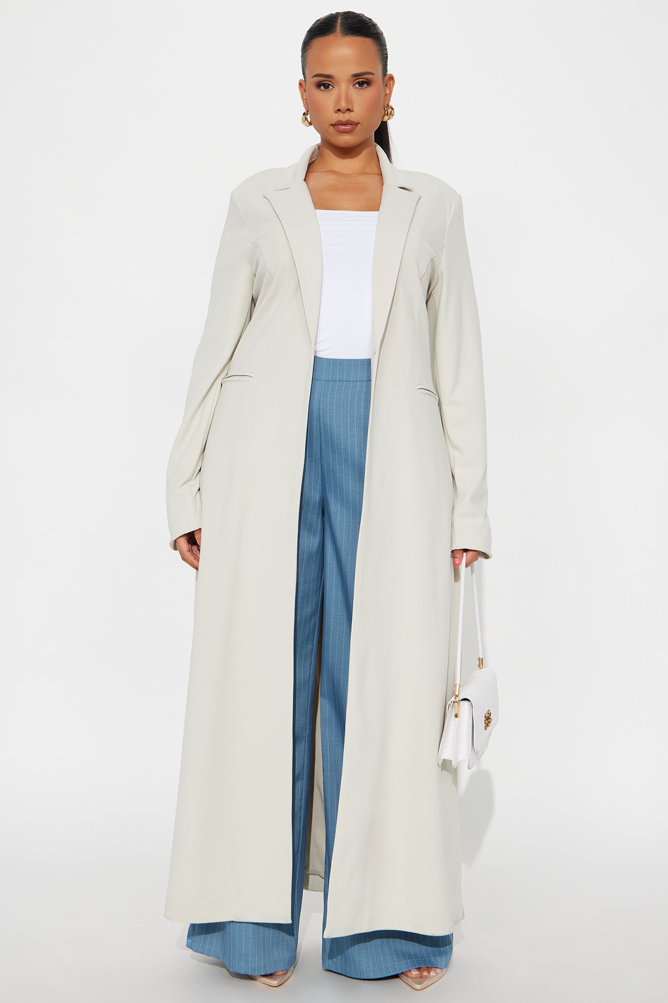 Feeling Regal Crepe Coat - Oatmeal