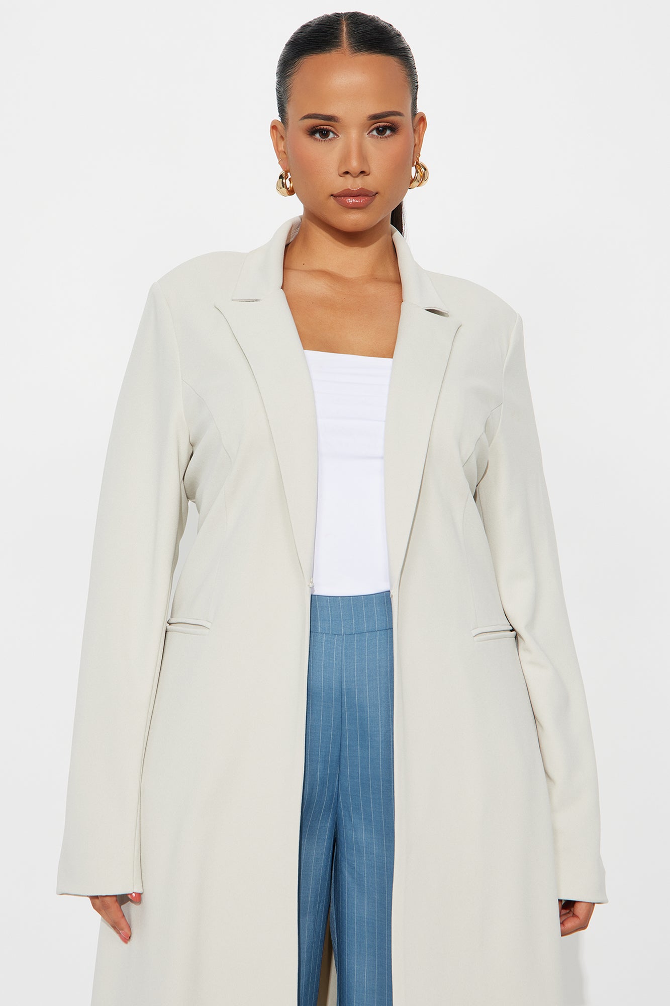 Feeling Regal Crepe Coat - Oatmeal