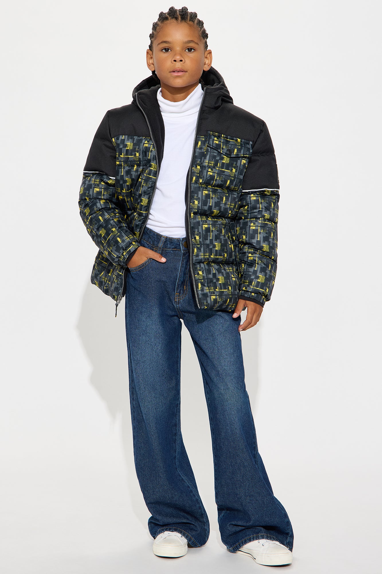 Mini Keeping Warm Printed Puffer Jacket - Black