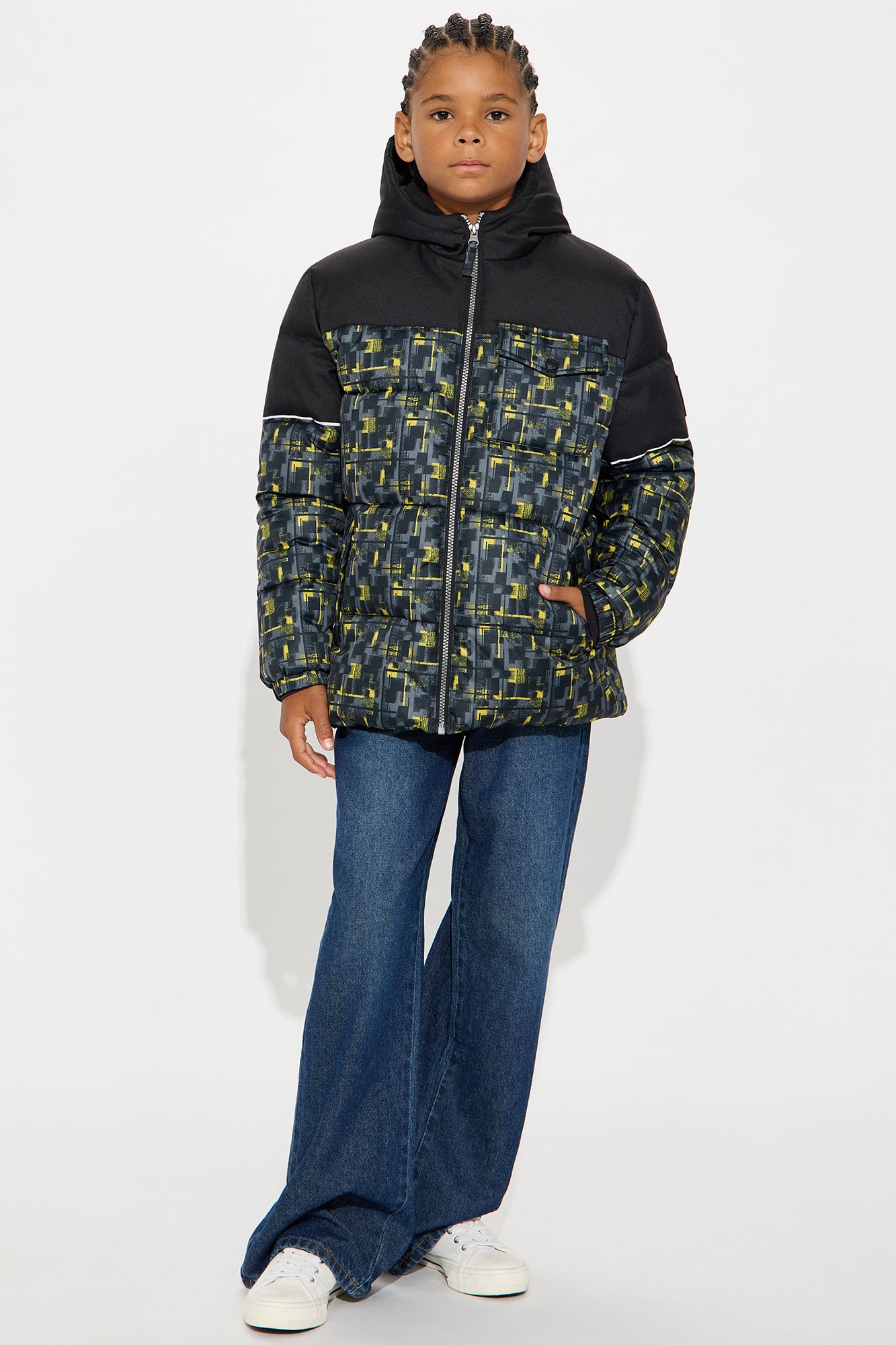 Mini Keeping Warm Printed Puffer Jacket - Black