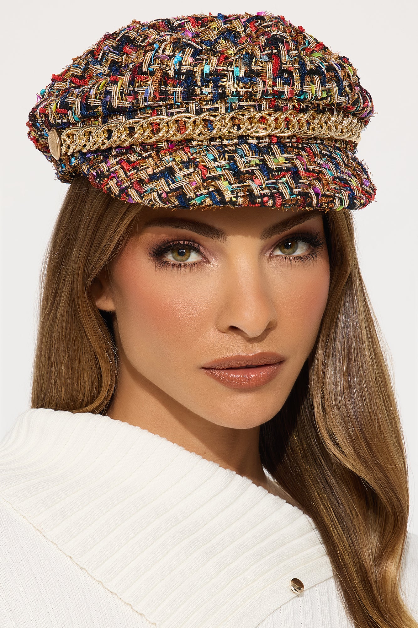 All Fun And Games Tweed Cabbie Hat - Multi Color