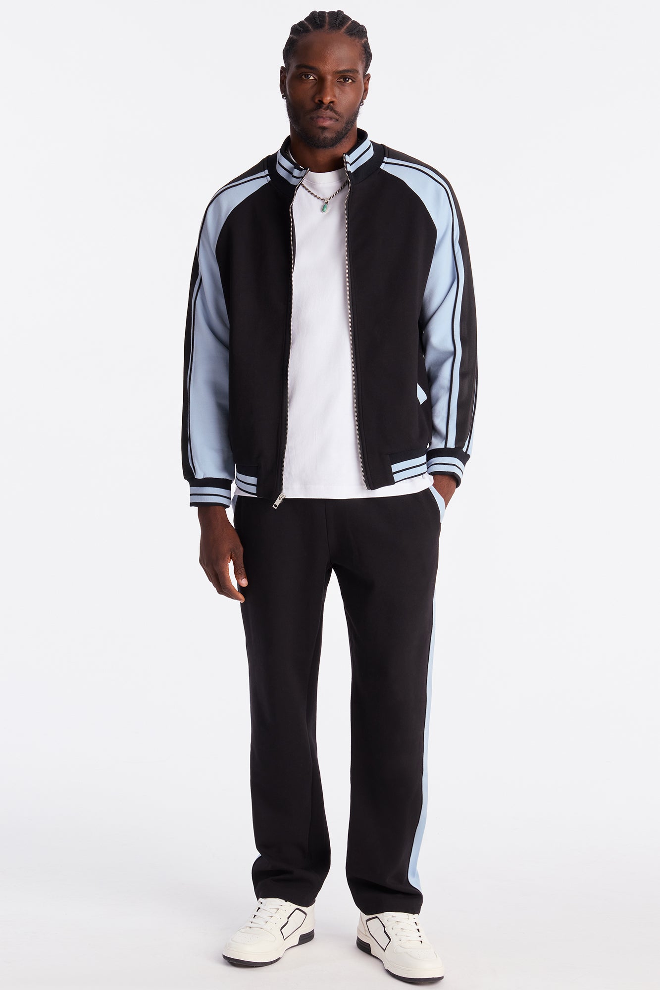On Board Paneled Track Jacket - Black/Blue