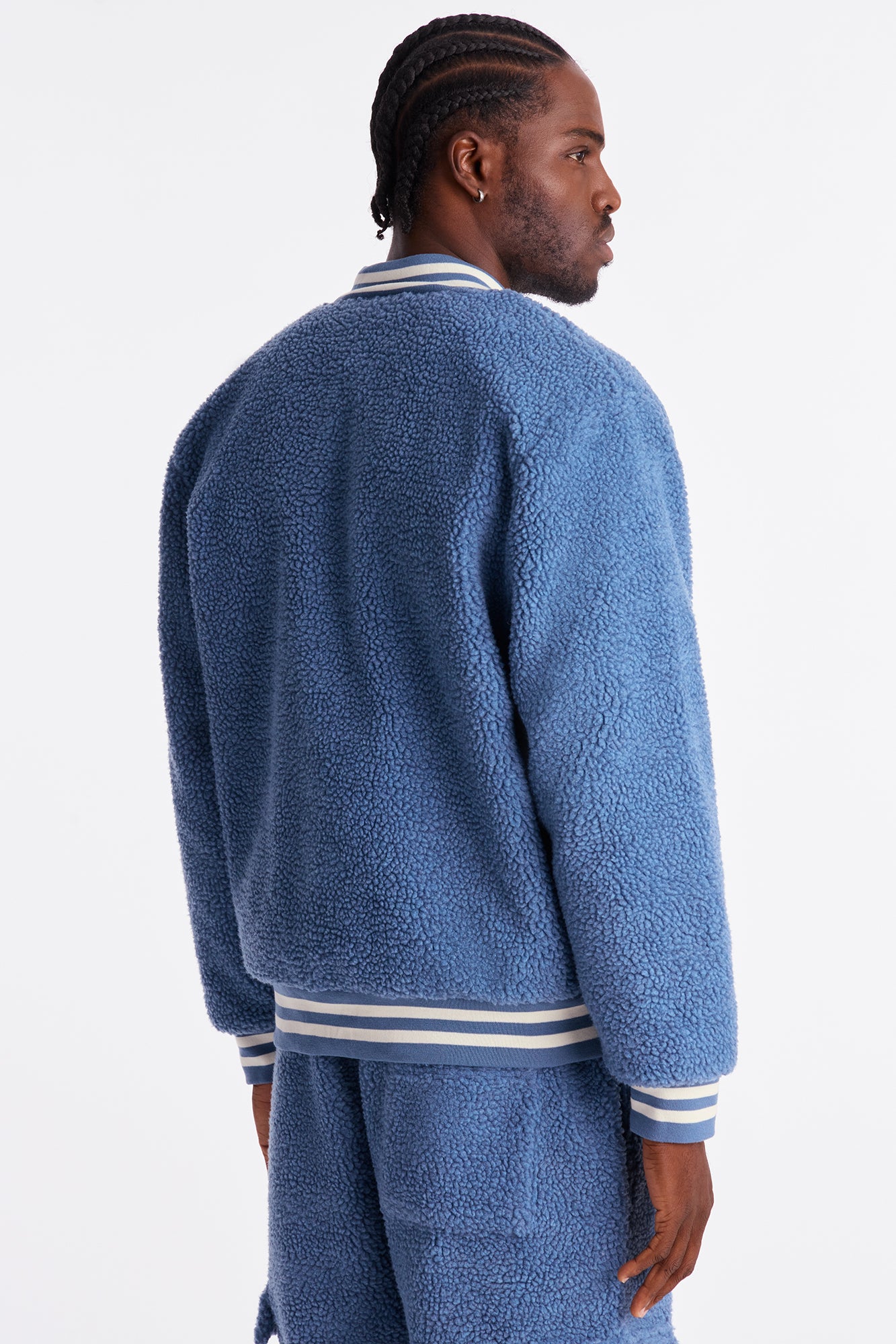 Teddy Varsity Sherpa Jacket - Light Blue