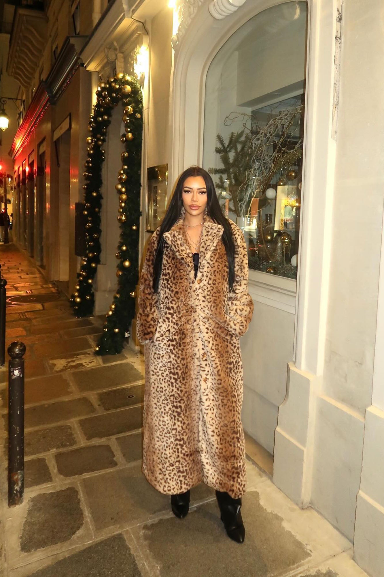 Frida Leopard Faux Fur Coat - Brown/combo