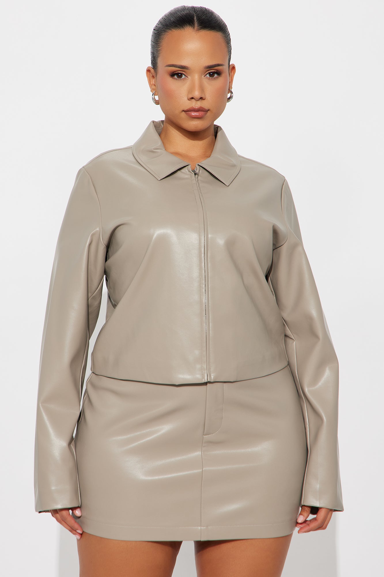 Stella Faux Leather Moto Jacket - Stone