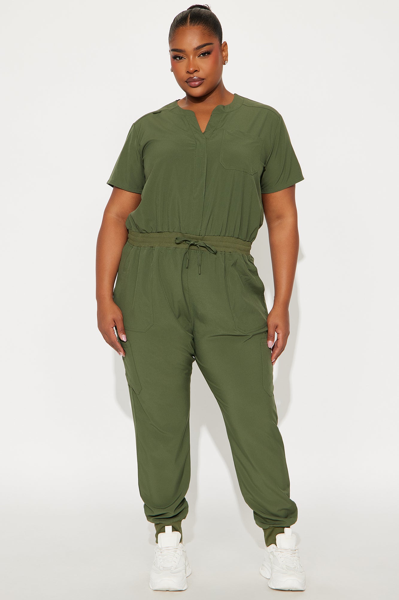 Full Shift Stretch Jogger Scrub Uniform Jumpsuit - Olive