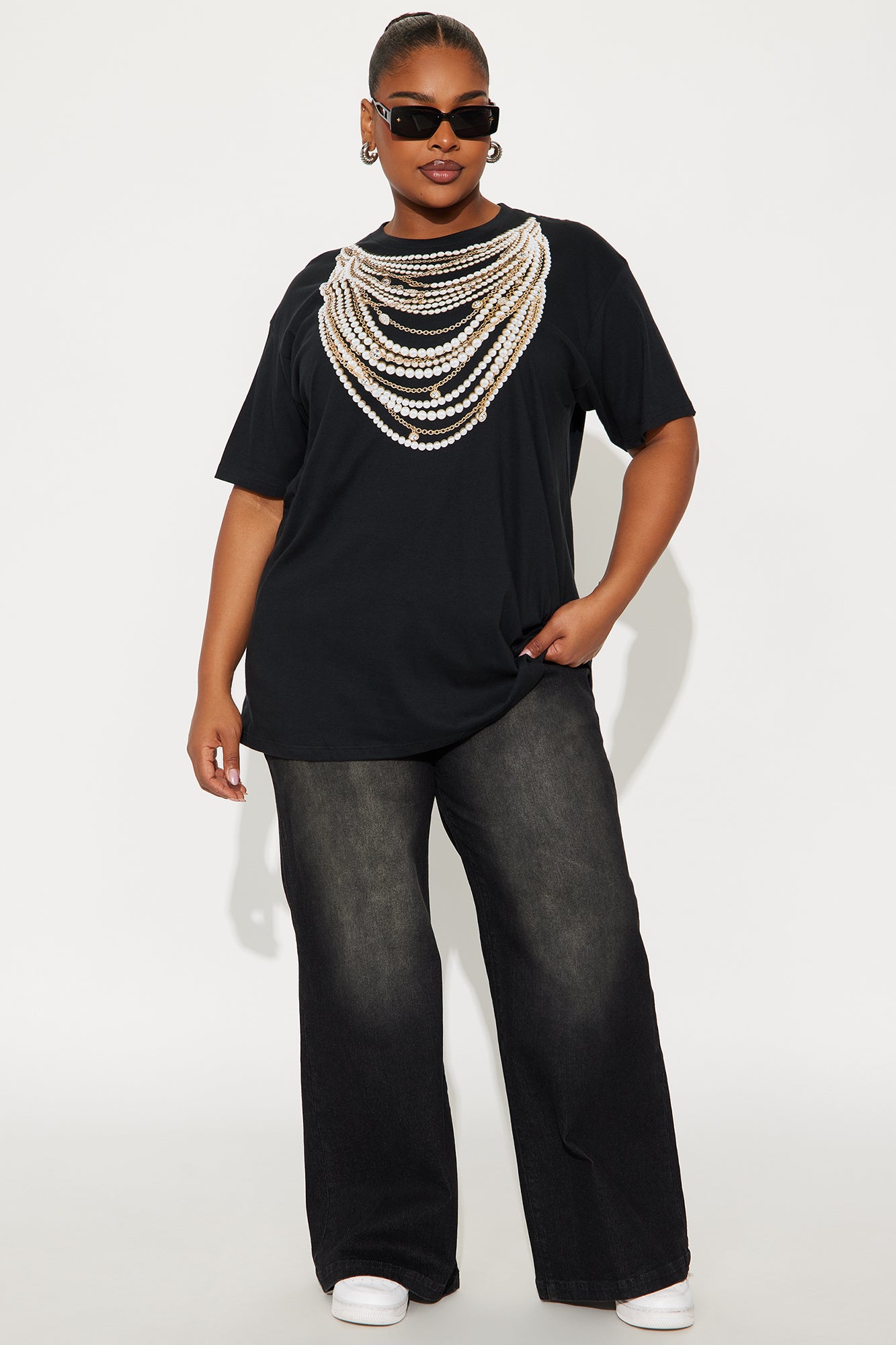 Blinged Out Oversize Tee - Black