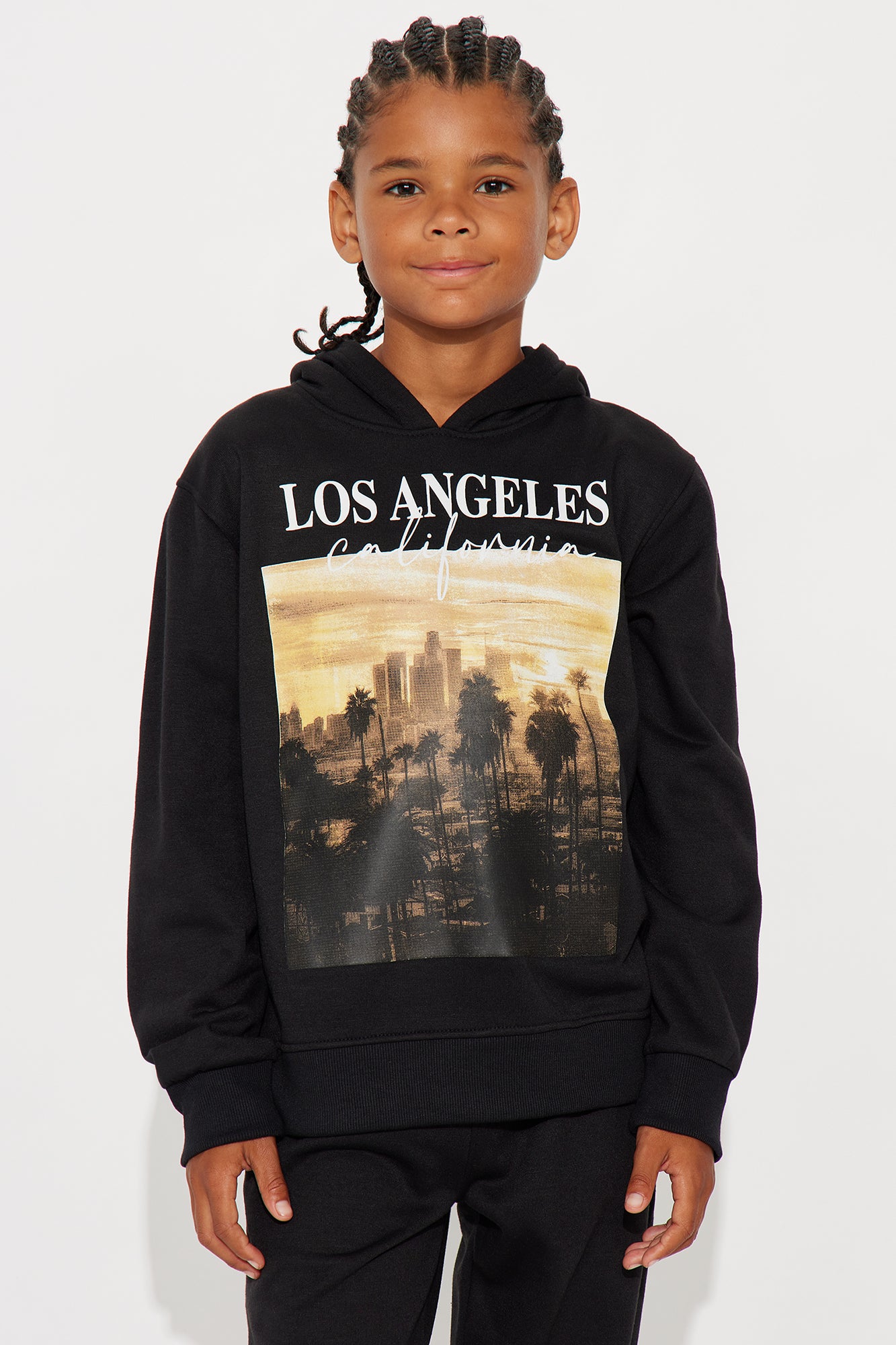 Mini No Place Like LA Hoodie And Jogger Pant Set - Black