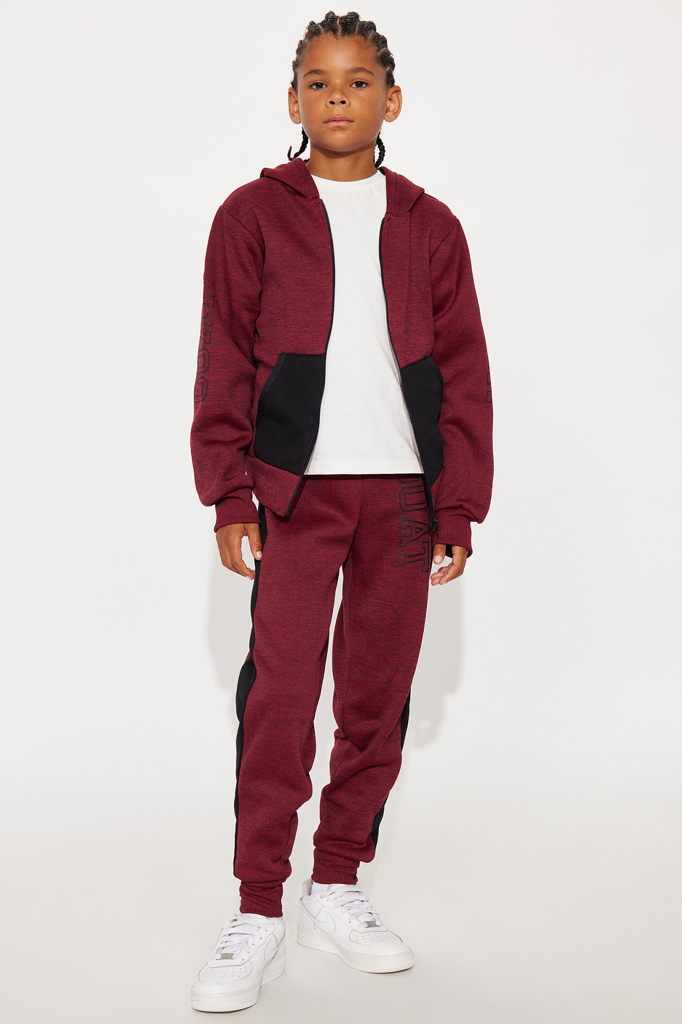 Mini Truly The GOAT Zip Hoodie And Jogger Pant Set - Burgundy