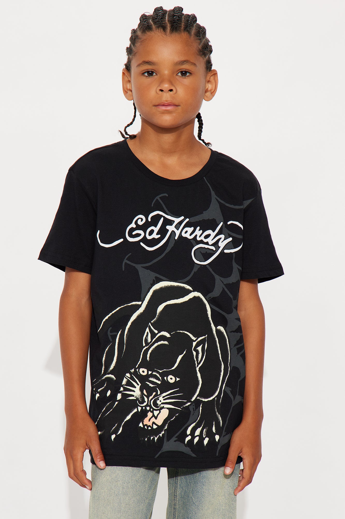 Mini Ed Hardy Panther Front/Back Short Sleeve Tee - Black