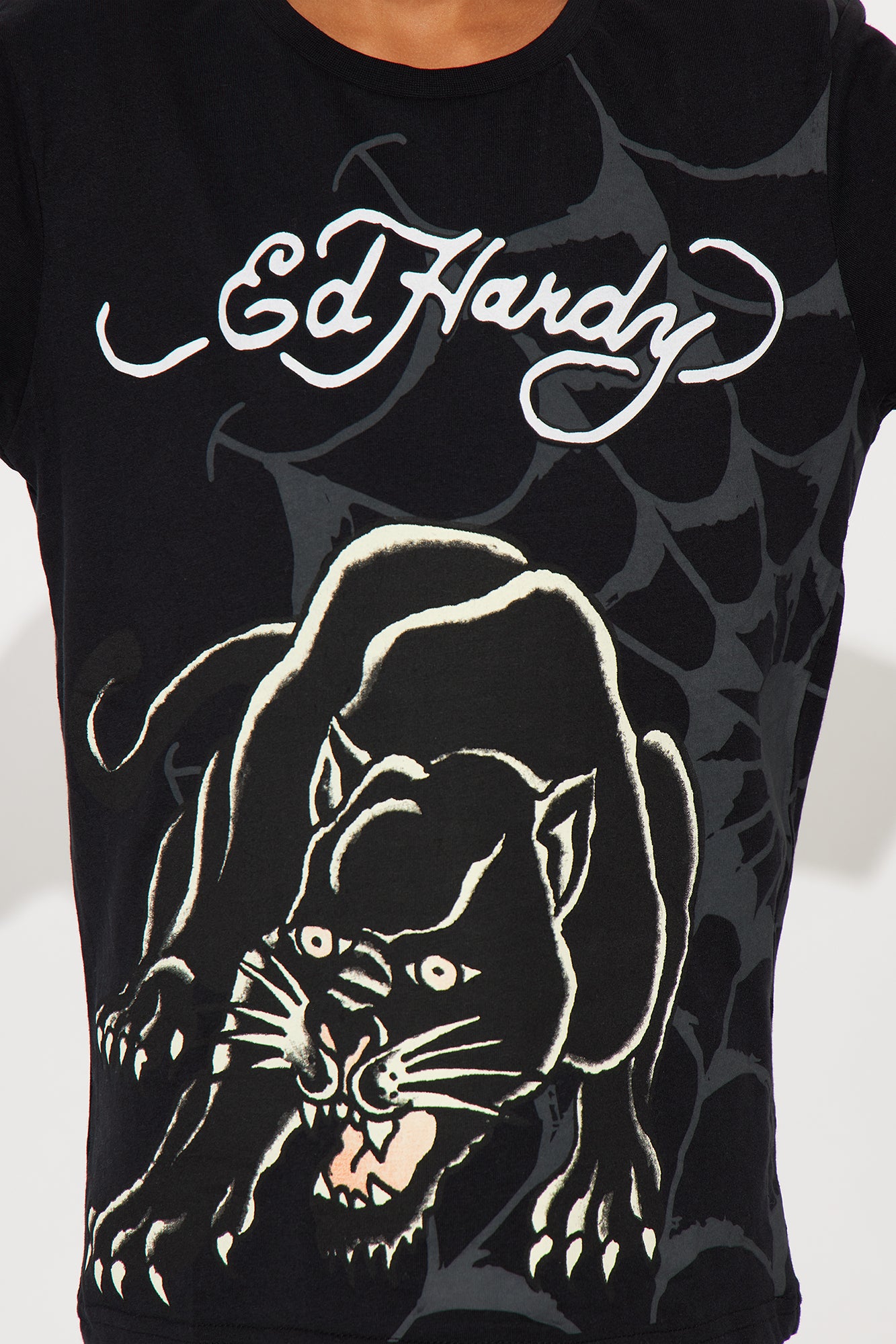 Mini Ed Hardy Panther Front/Back Short Sleeve Tee - Black