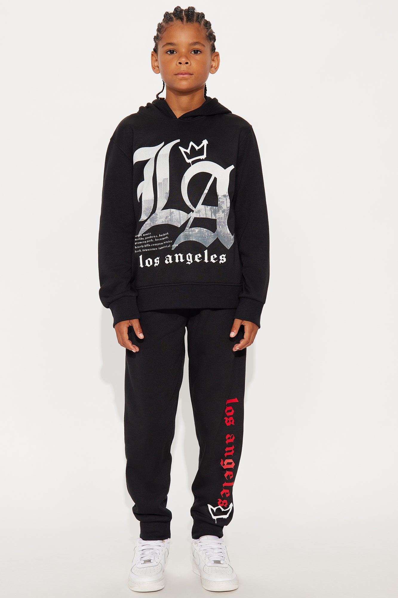 Mini King Of LA Hoodie And Jogger Pant Set - Black