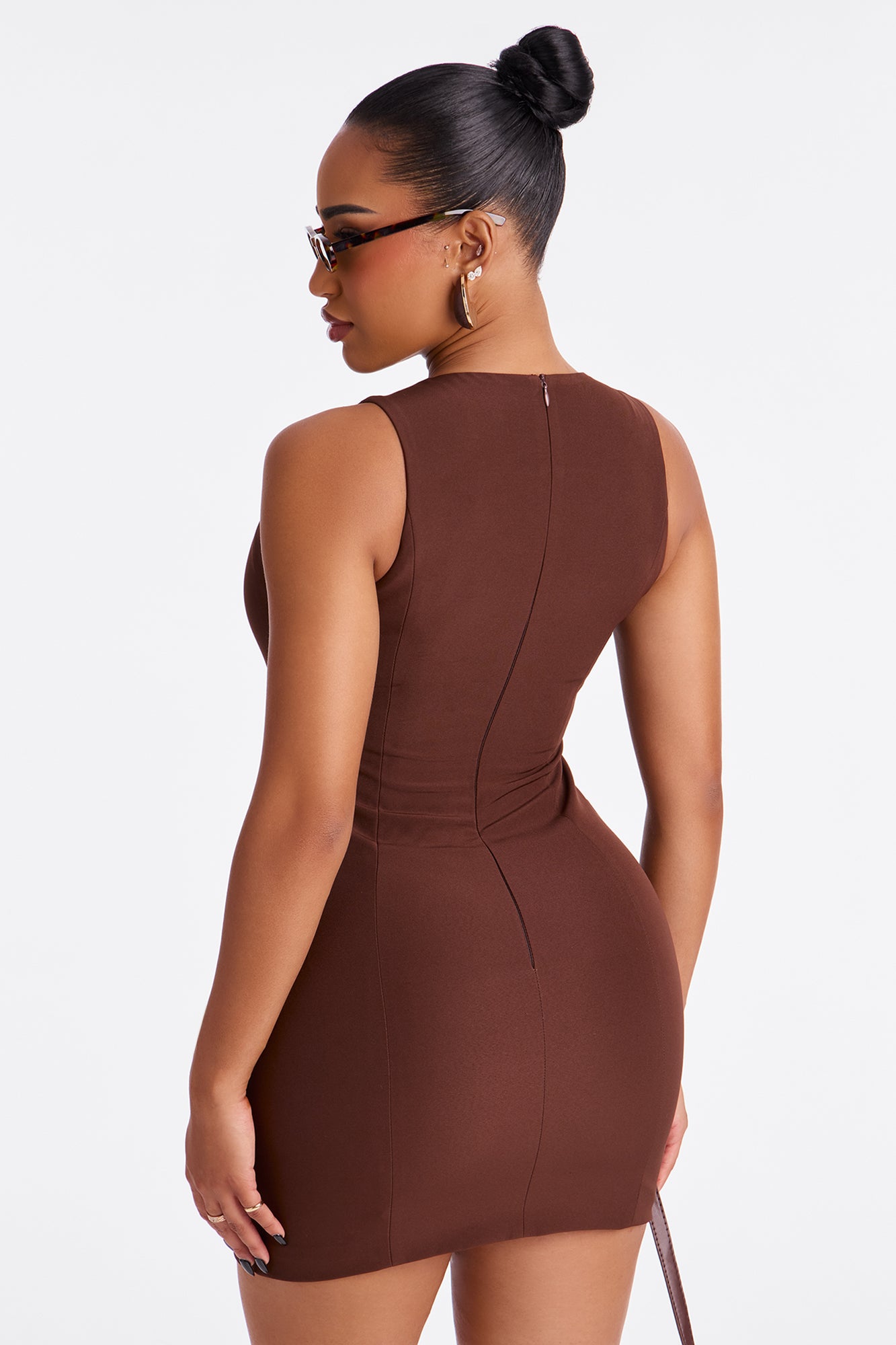 Jessalyn Button Up Mini Dress - Chocolate