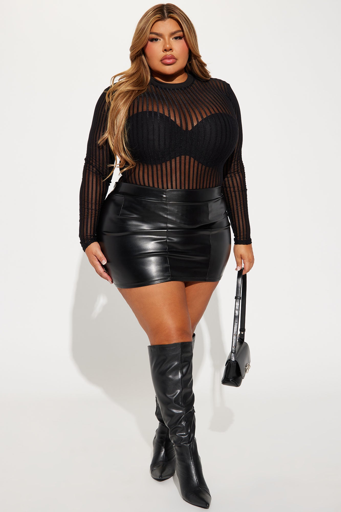 Myrah Long Sleeve Mesh Top - Black