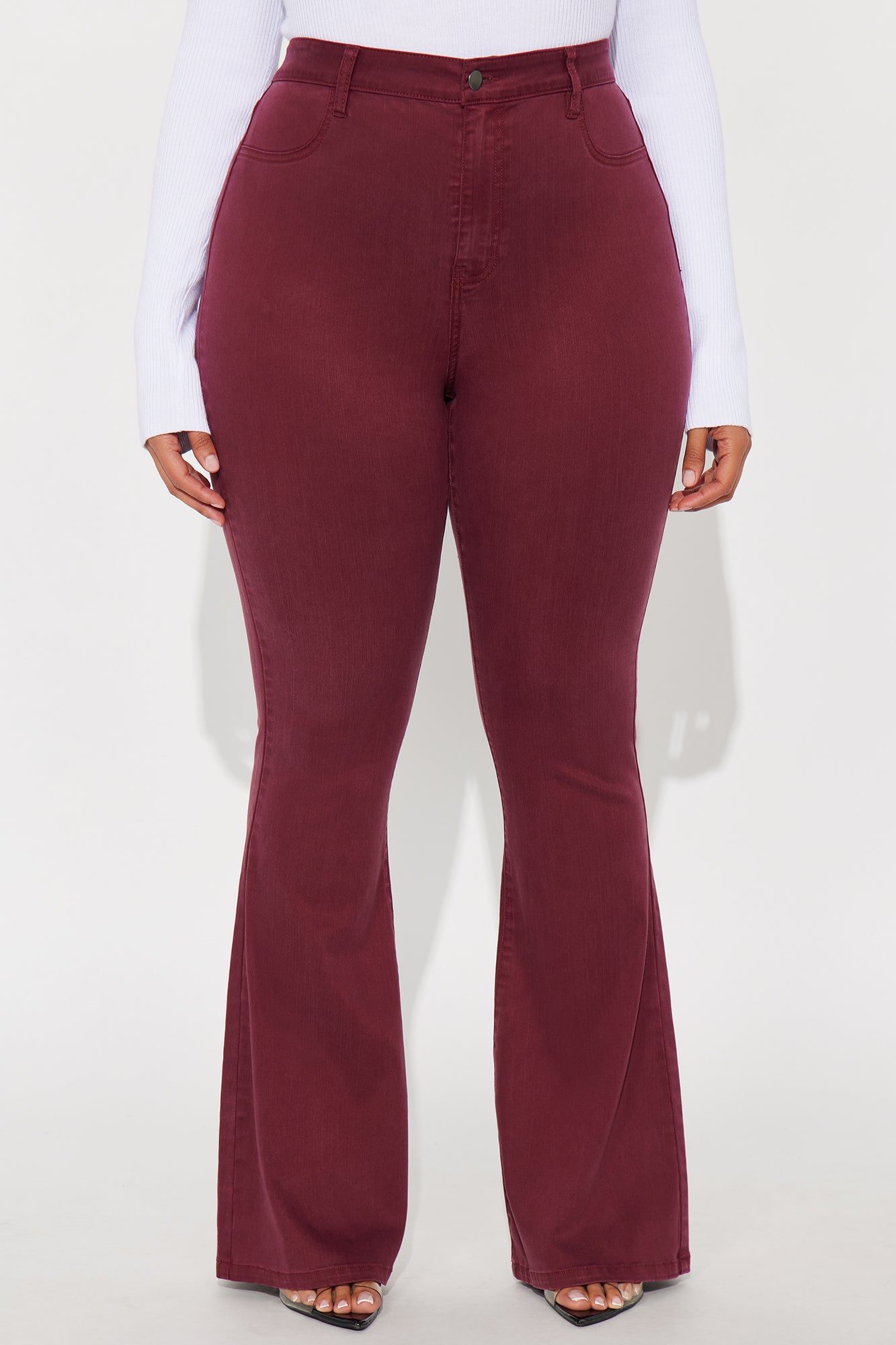 Deep In My Soul Flare Jeans - Burgundy