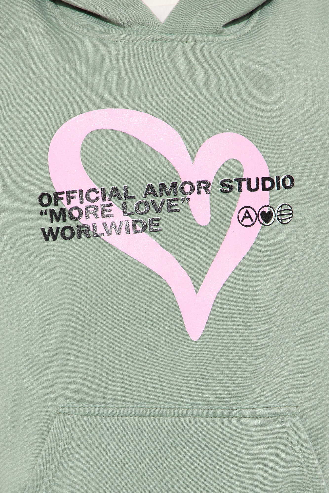 Mini More Love Worldwide Hoodie And Pant Set - Sage