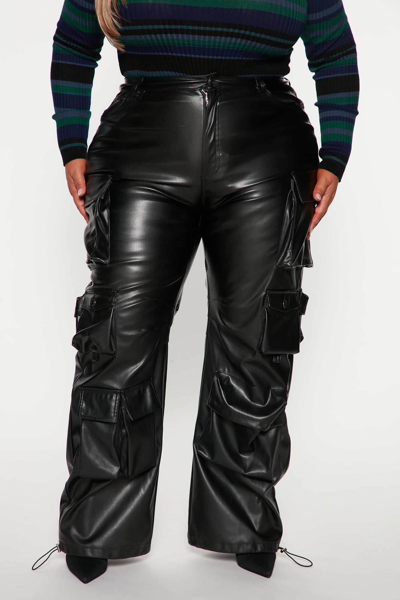 Something About You Faux Leather Cargo Pant 32 - Black