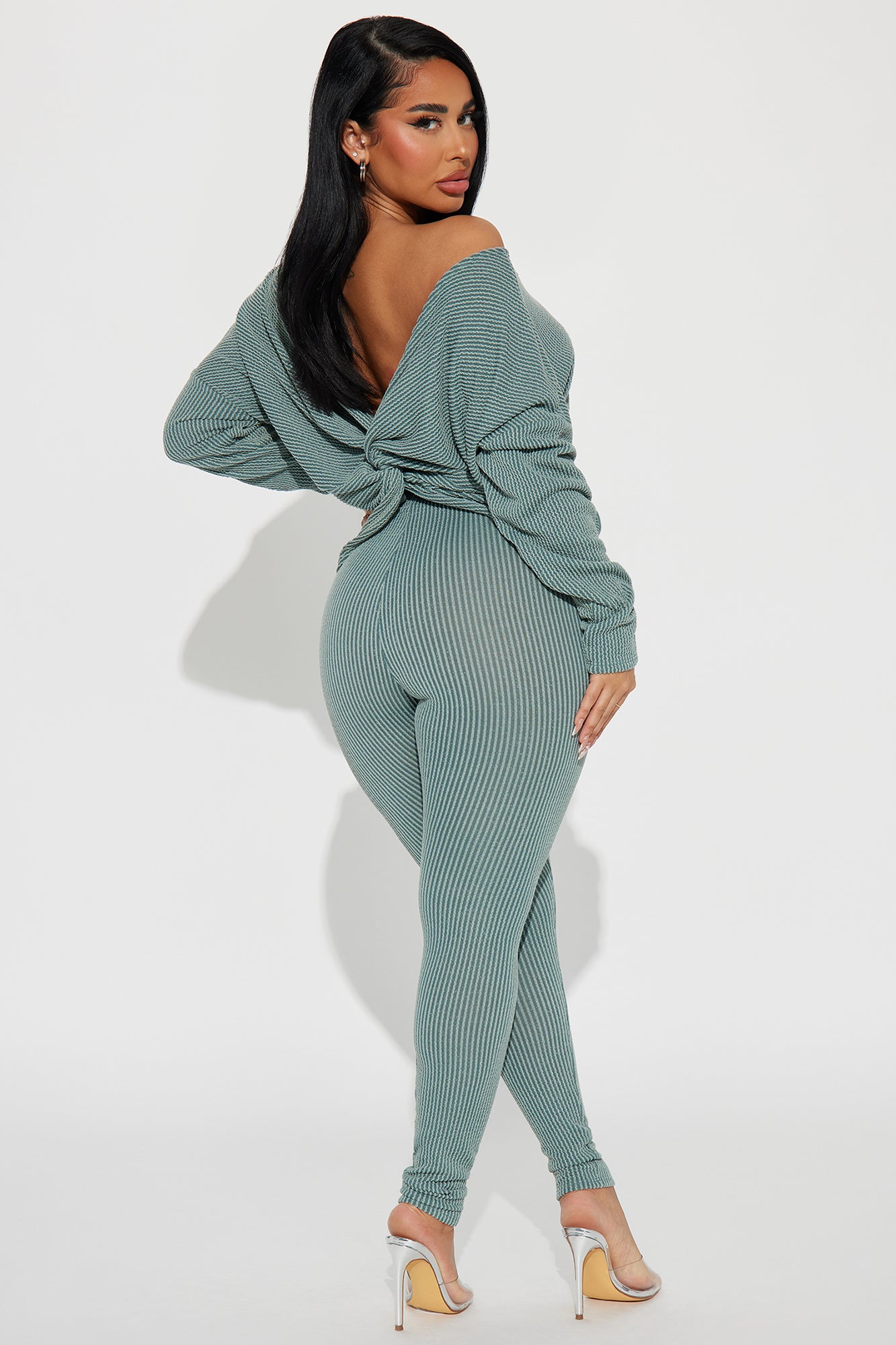 Don't Get Twisted Ribbed Legging Set - Olive