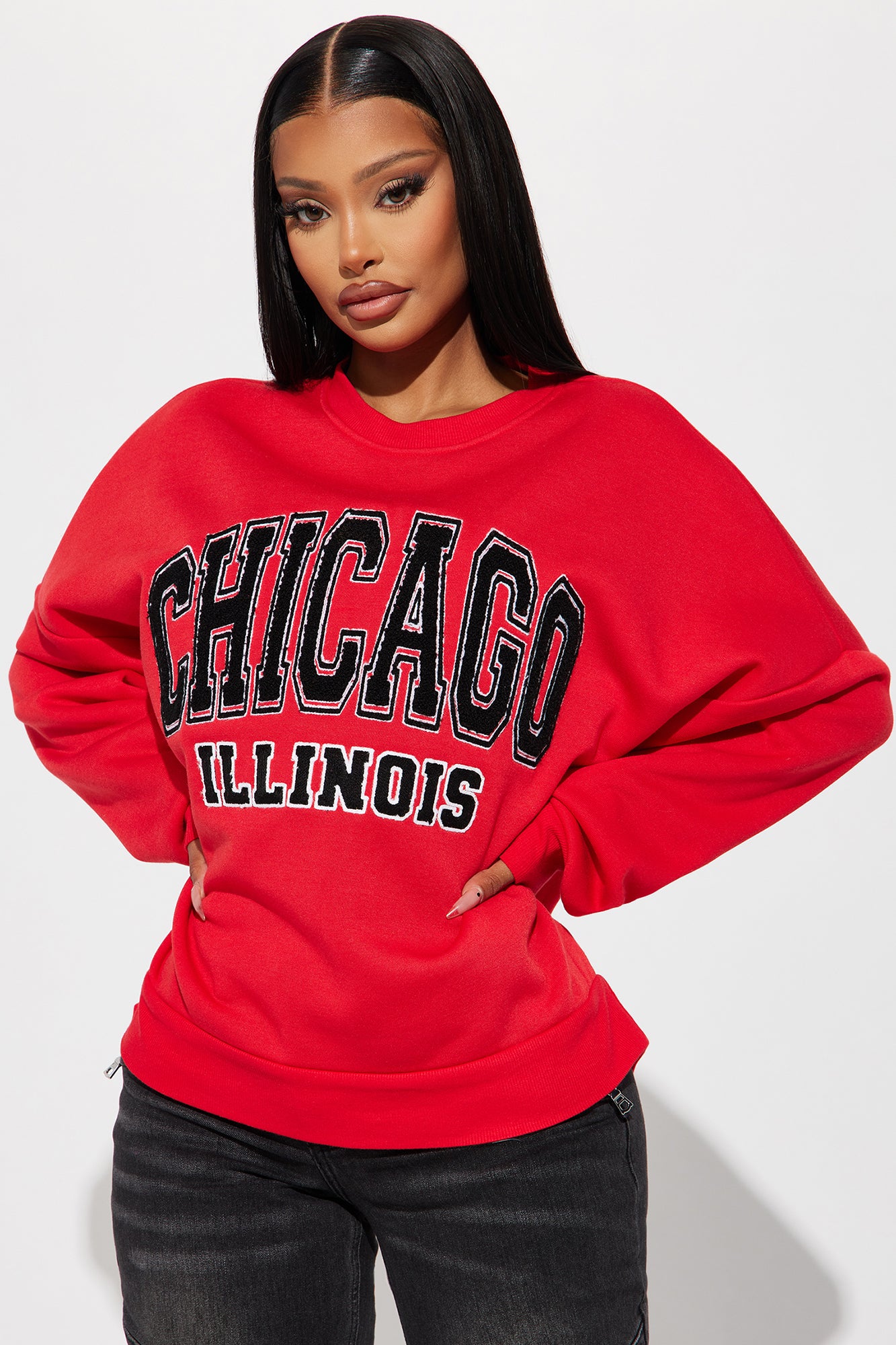 Chicago Crew Neck Sweatshirt - Red