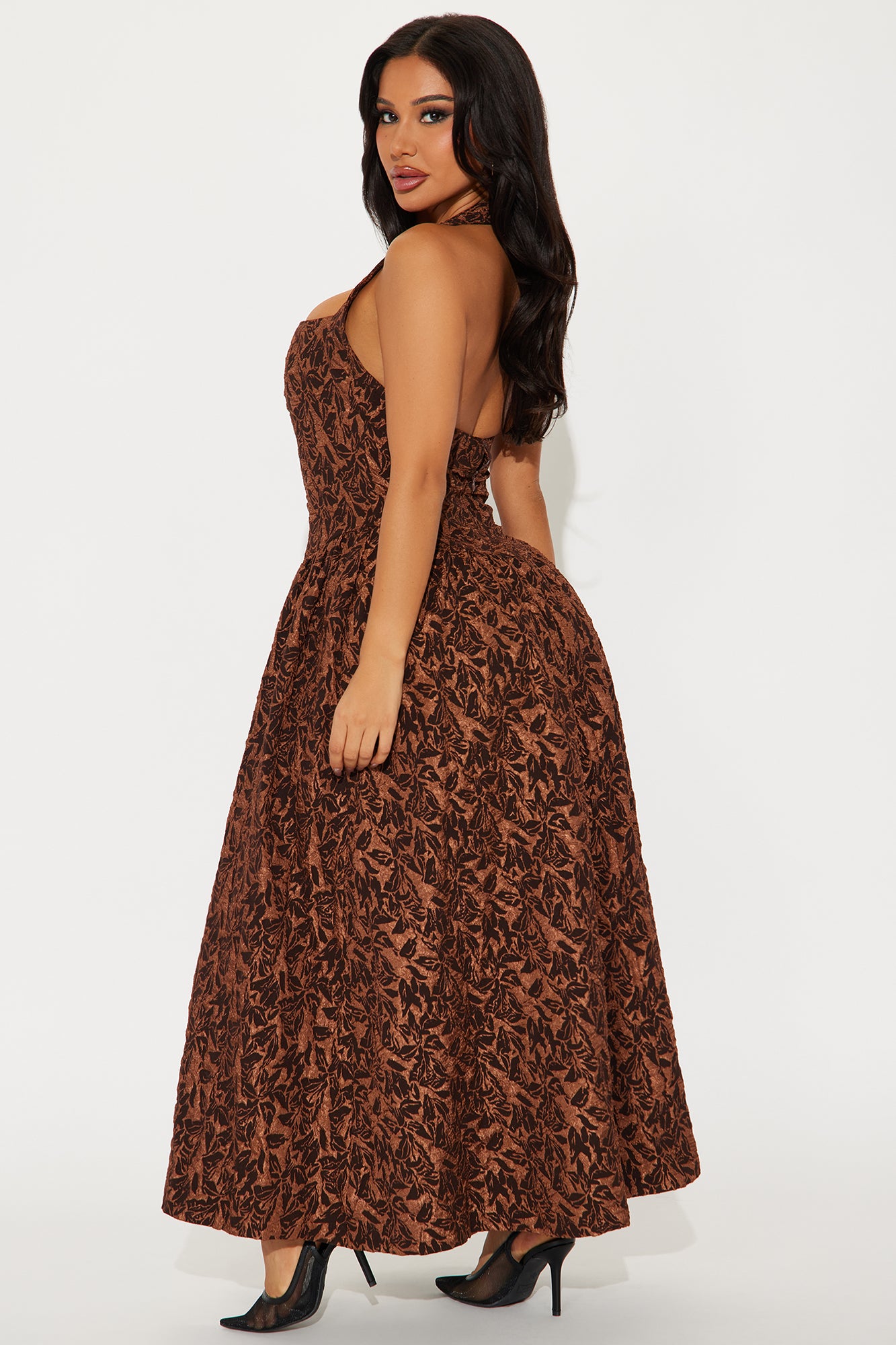 Meredith Jacquard Maxi Dress - Brown