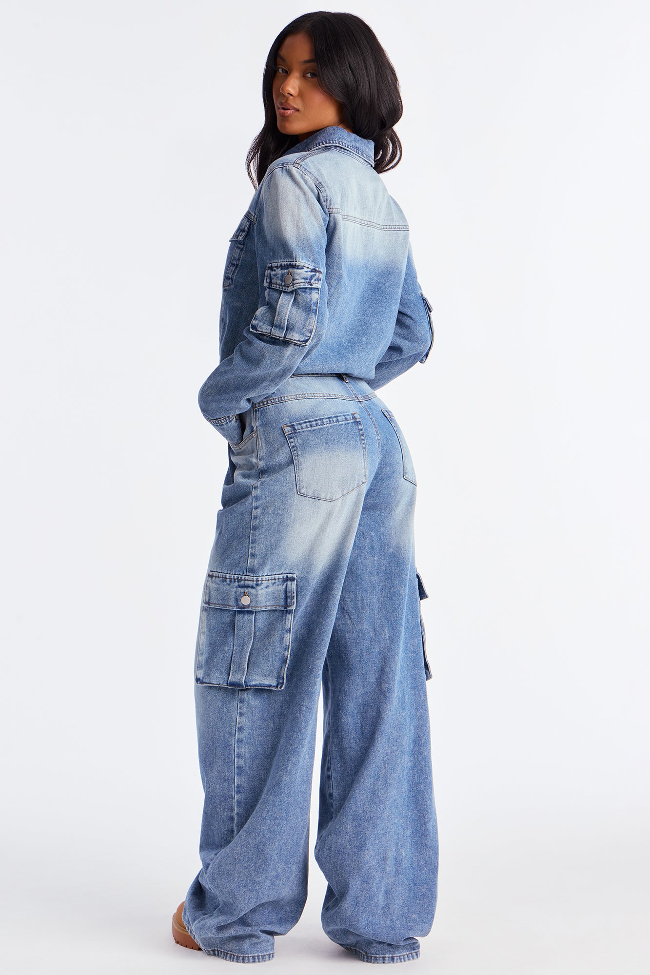 Daisy Denim Cargo Jumpsuit - Denim