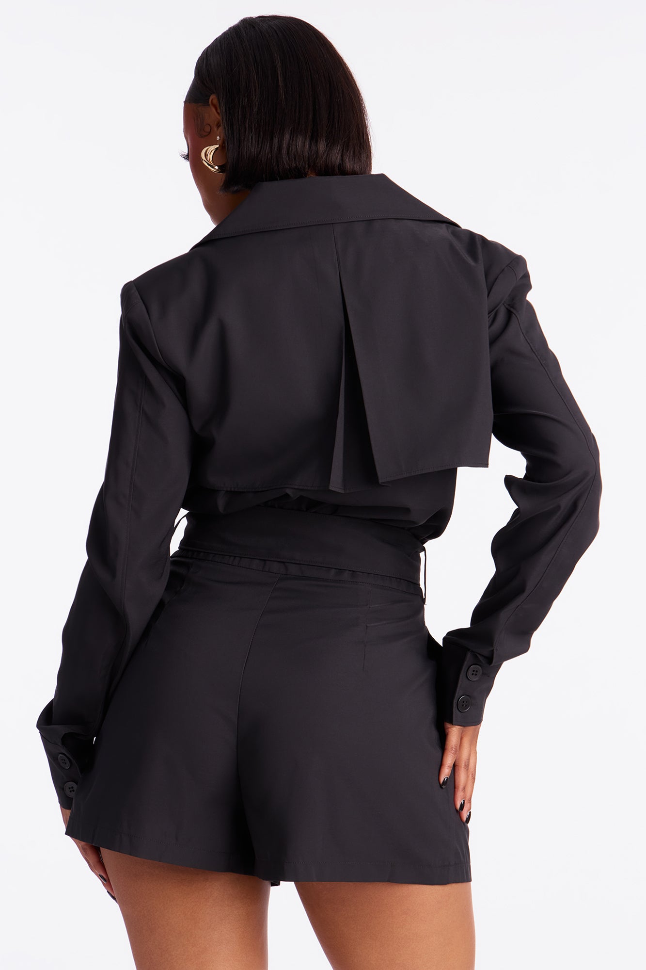 New Season Trench Belted Romper - Black