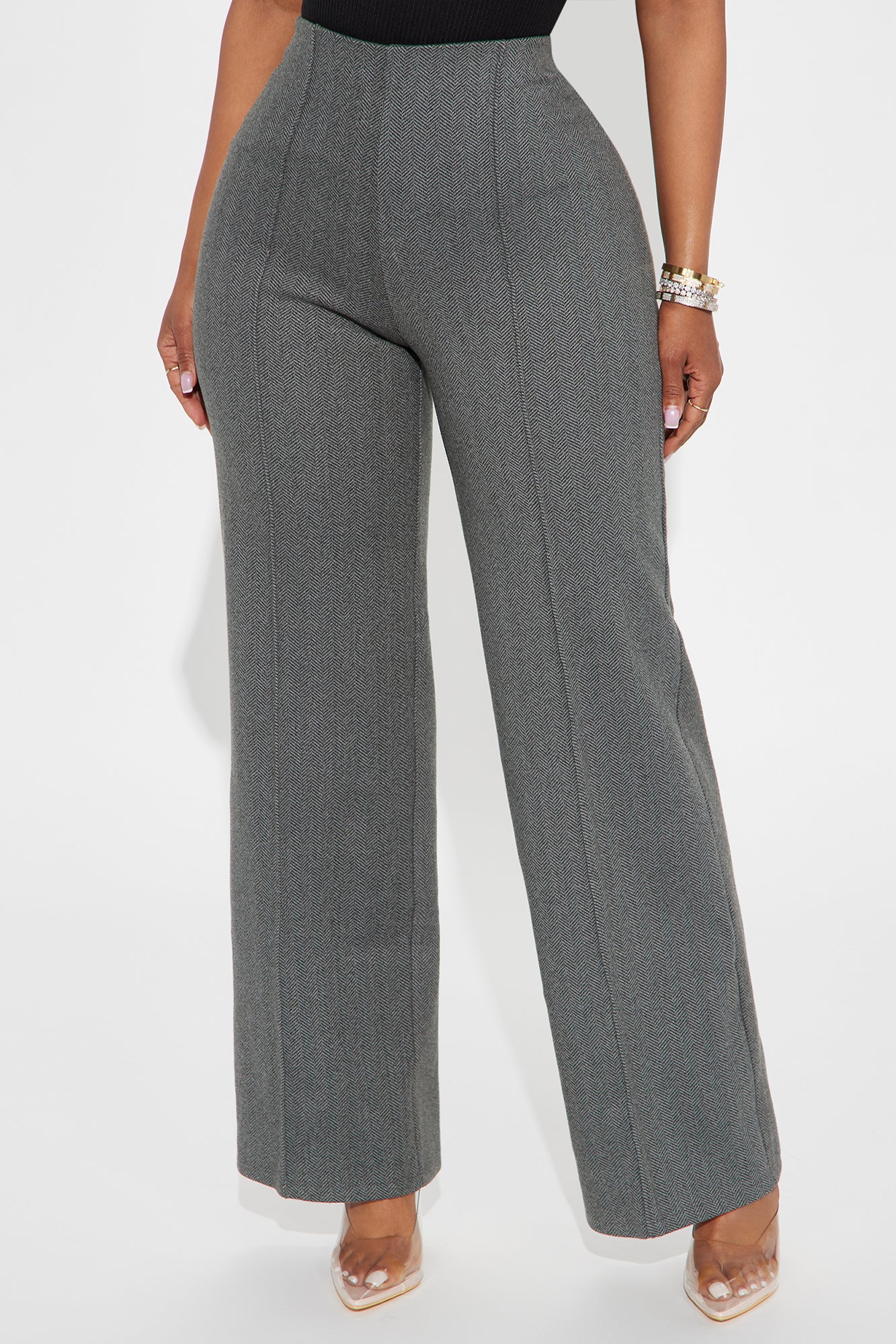 Office Favorite Herringbone Trouser - Charcoal