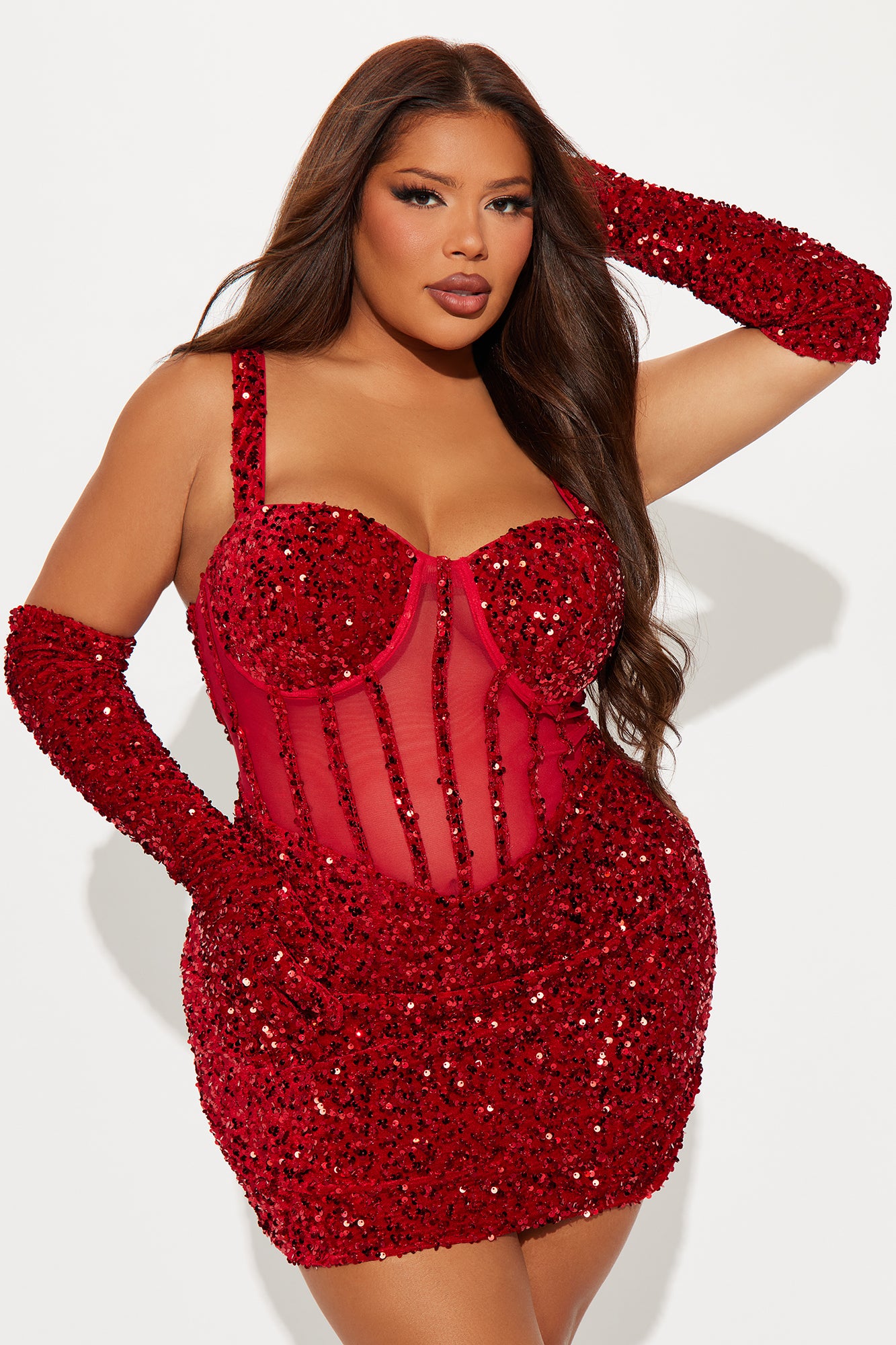 Khloe Sequin Mini Dress - Red