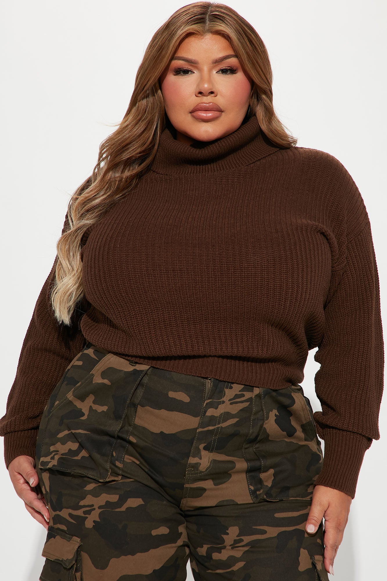 Roll With The Flow Turtleneck Sweater - Chocolate