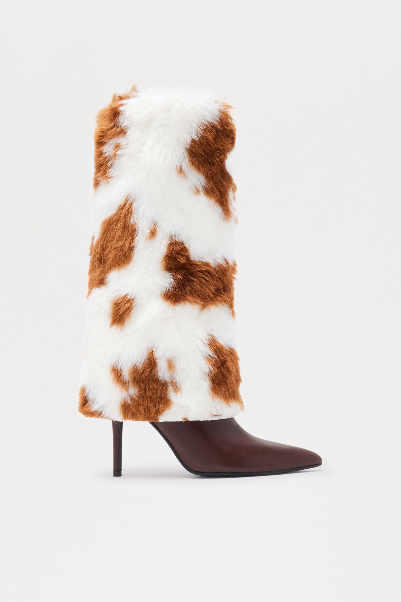 Romi Faux Fur Overlay Boots - Brown/combo