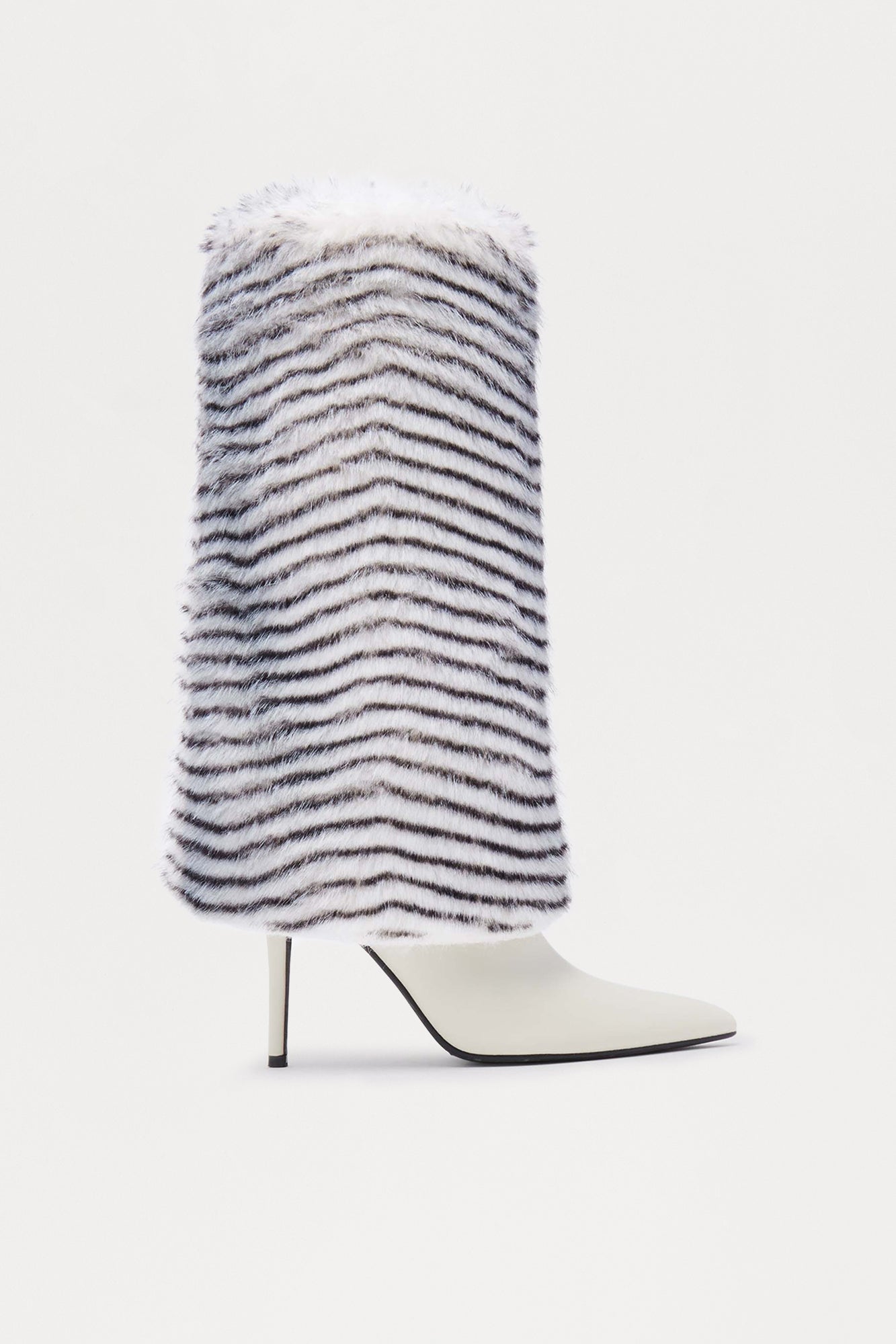Romi Faux Fur Overlay Boots - White/combo