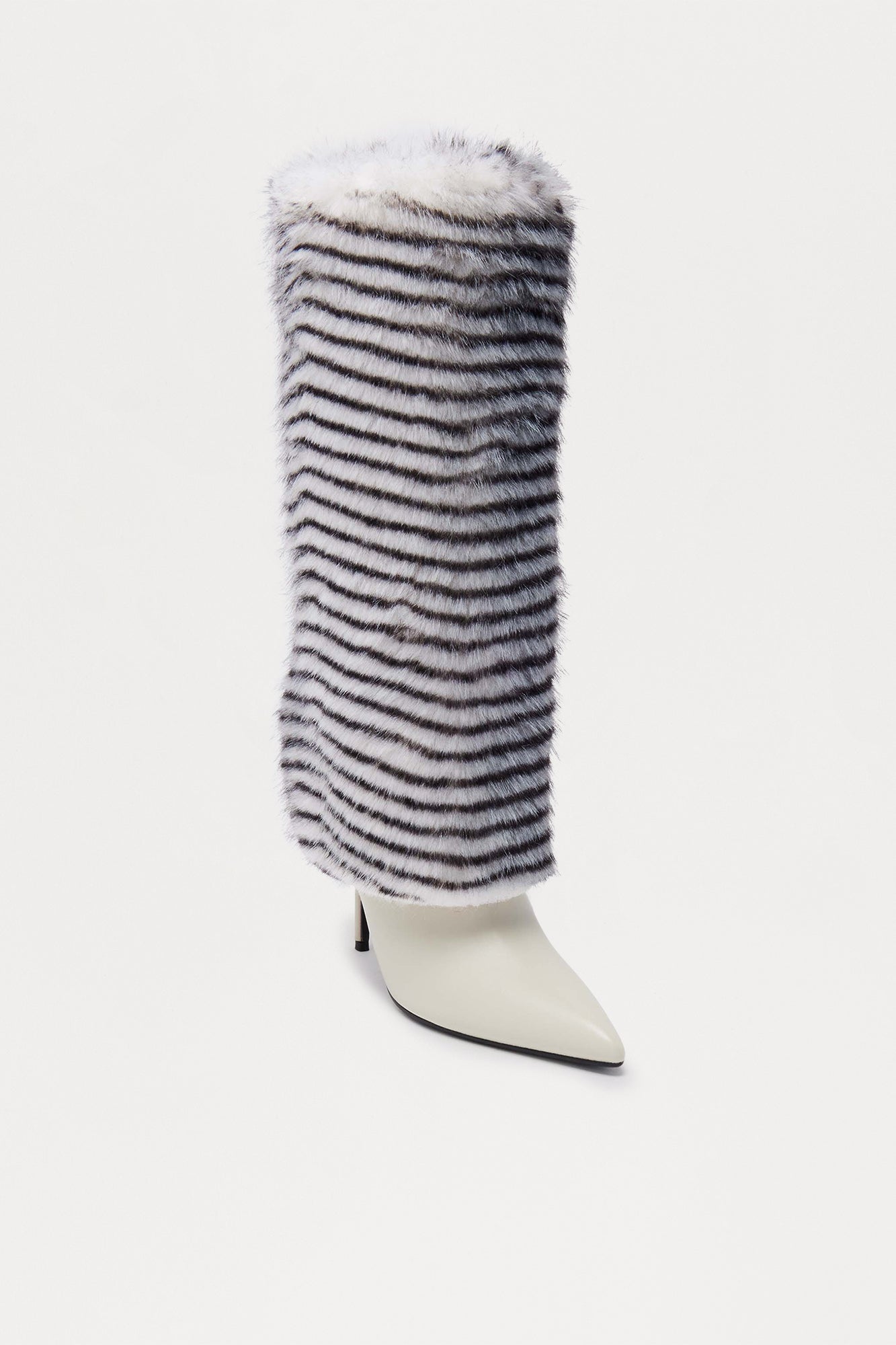 Romi Faux Fur Overlay Boots - White/combo