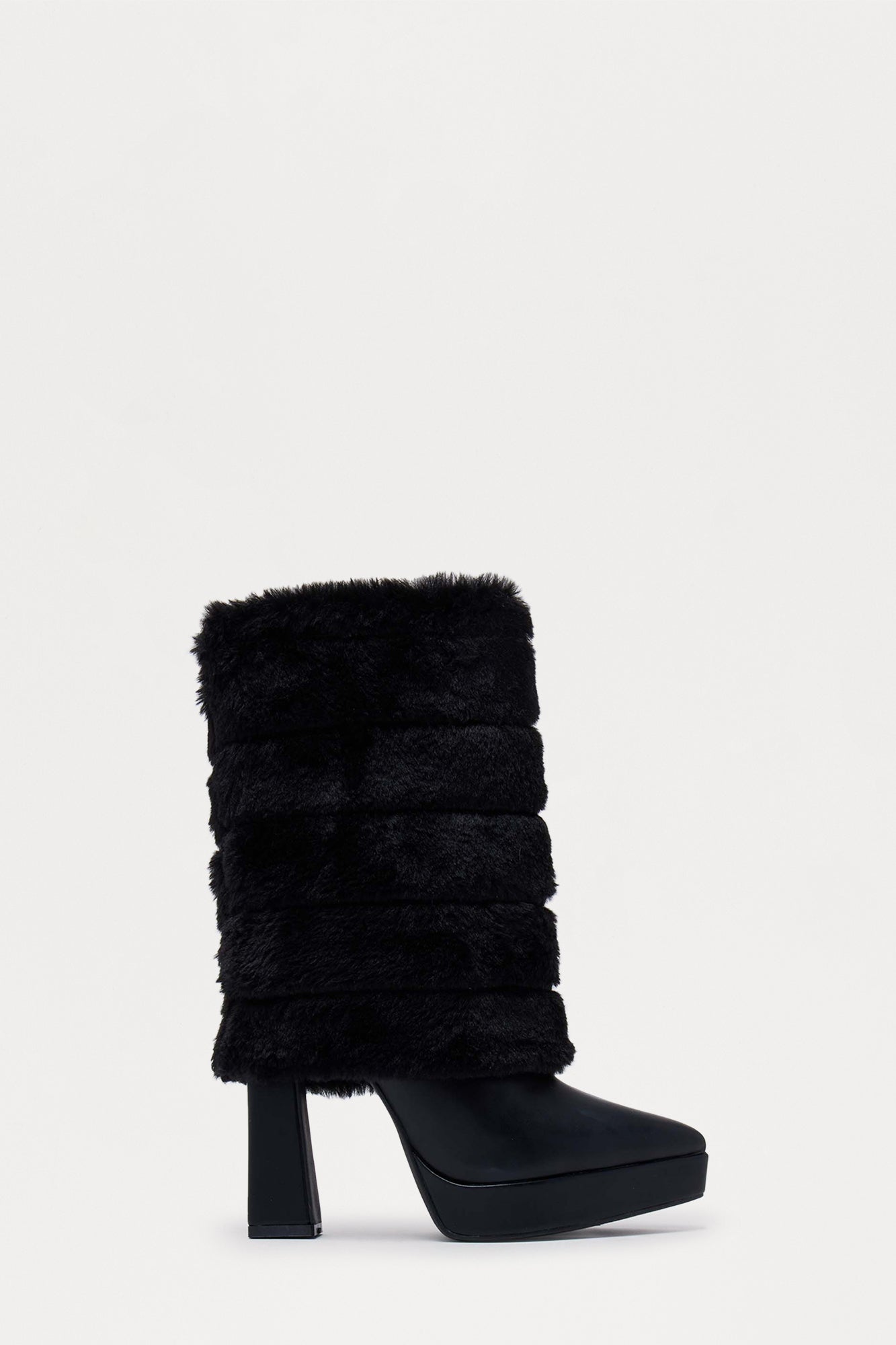 Freezy Faux Fur Overlay Boots - Black