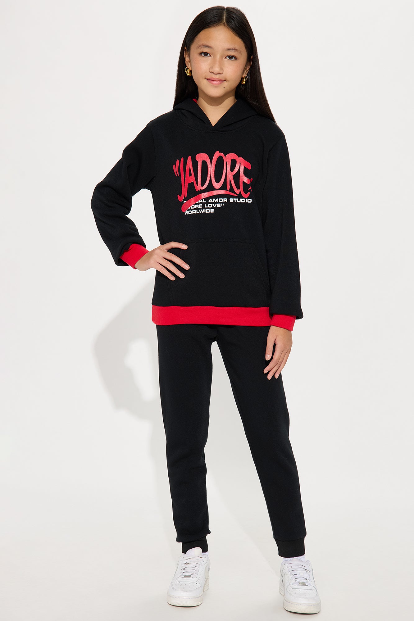 Mini Jadore Hoodie And Pant Set - Black/combo