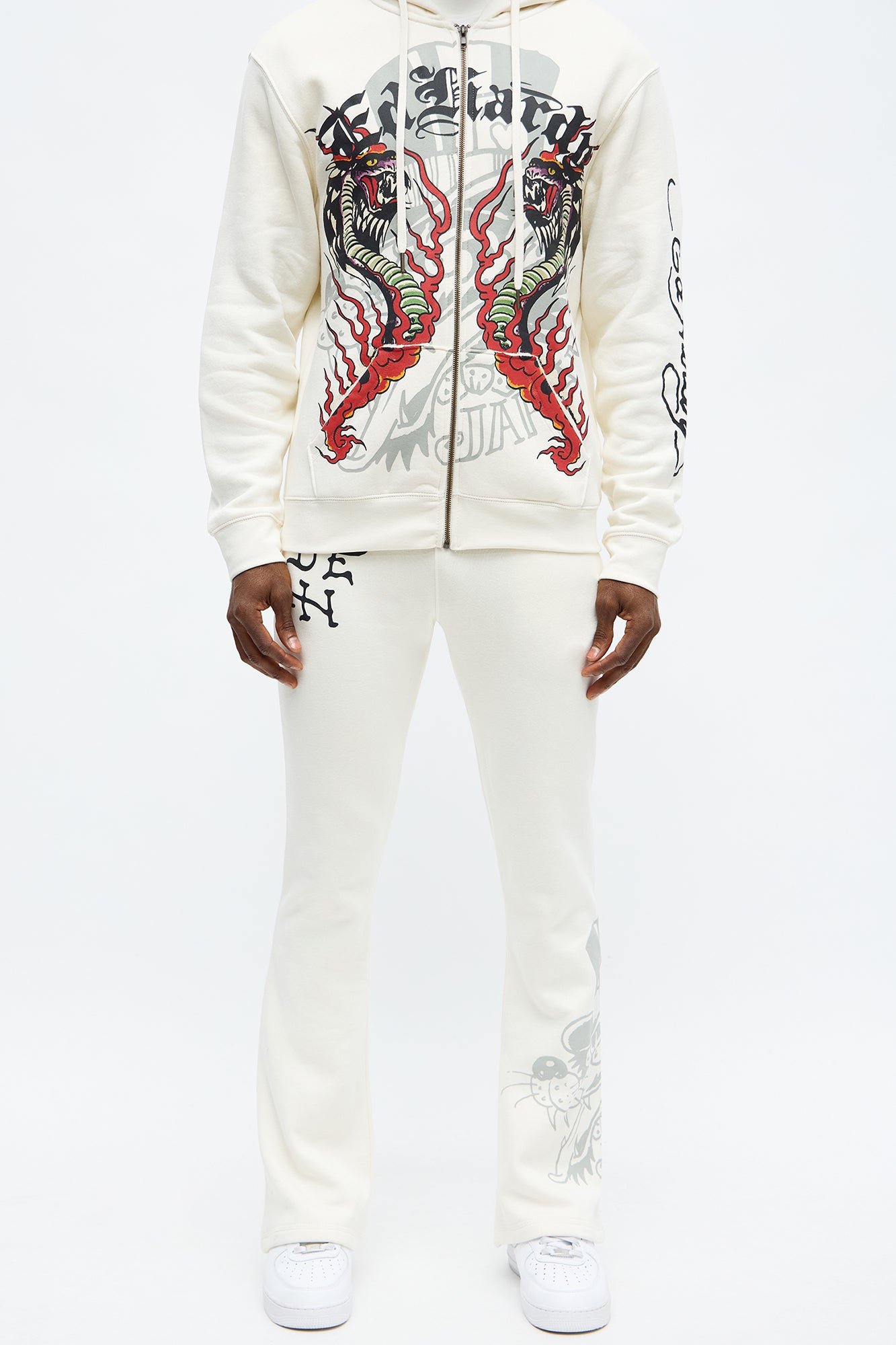 Ed Hardy Cobra Flame Sweatpant - Ivory