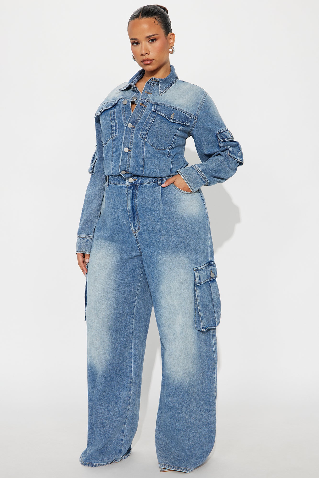 Daisy Denim Cargo Jumpsuit - Denim