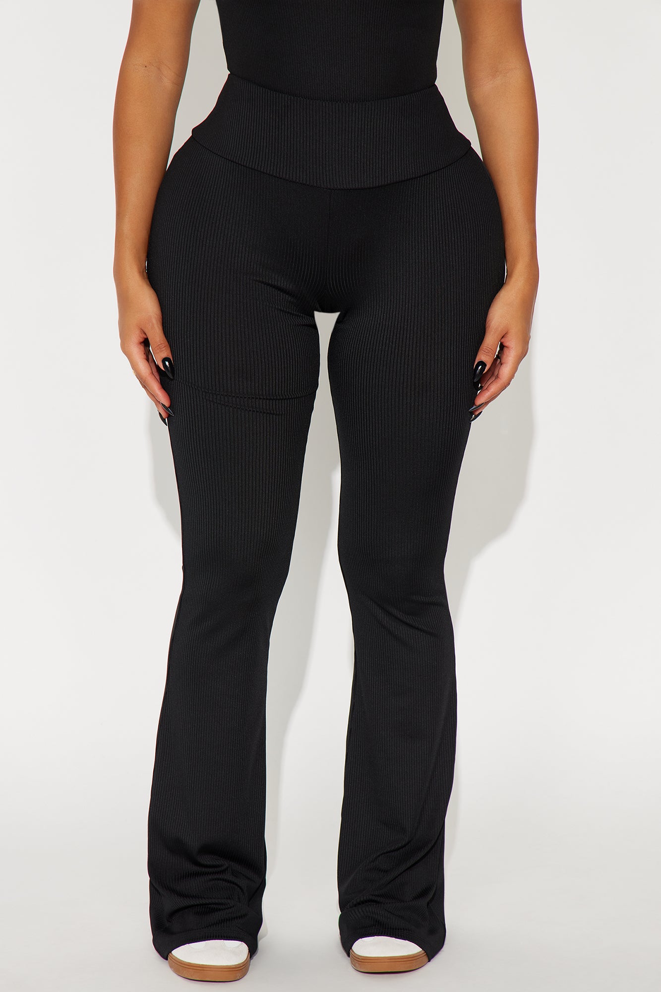 Tall Amber Ribbed Flare Pant - Black