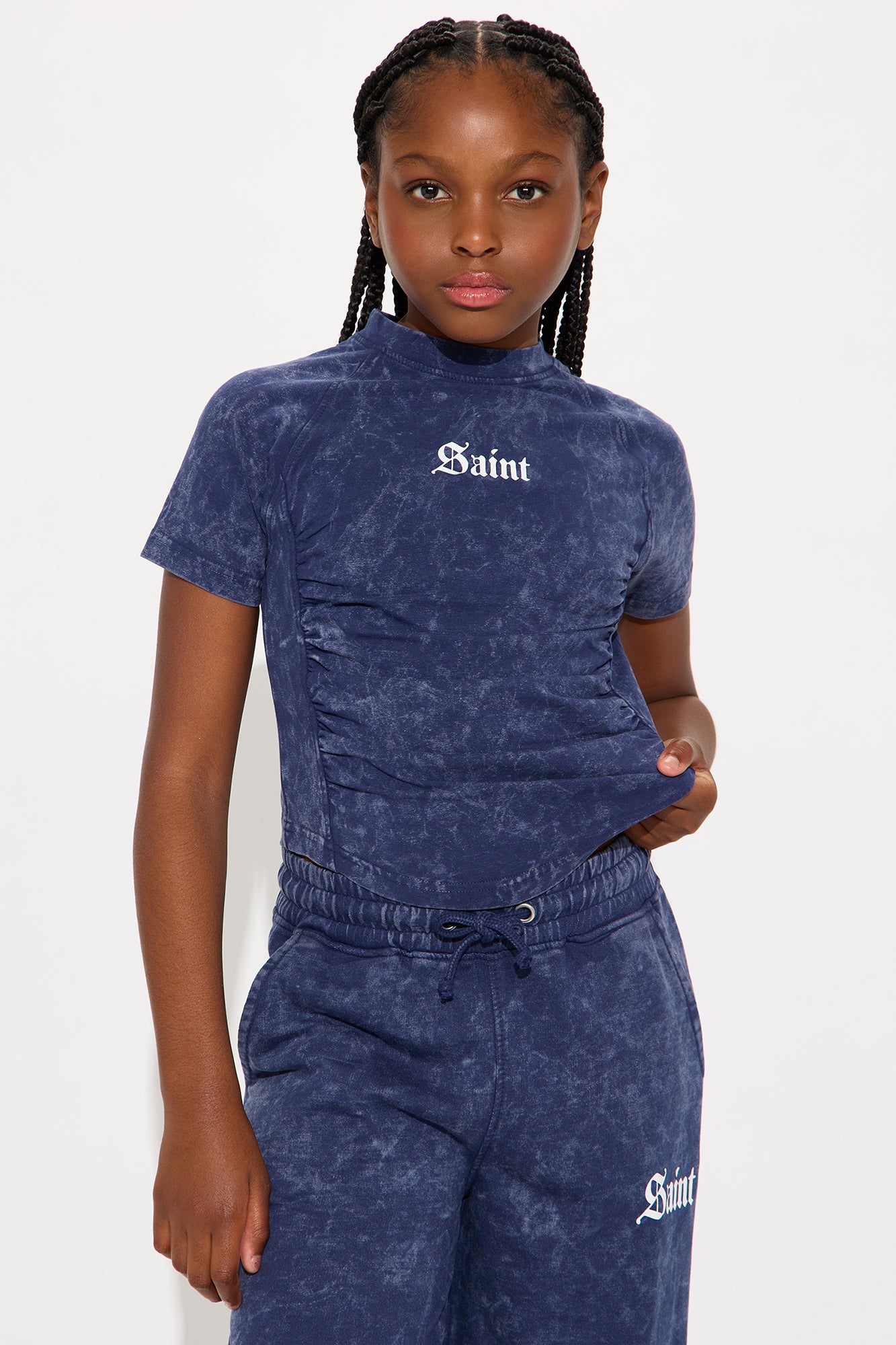 Mini Saint Baby Tee Pant Set - Navy