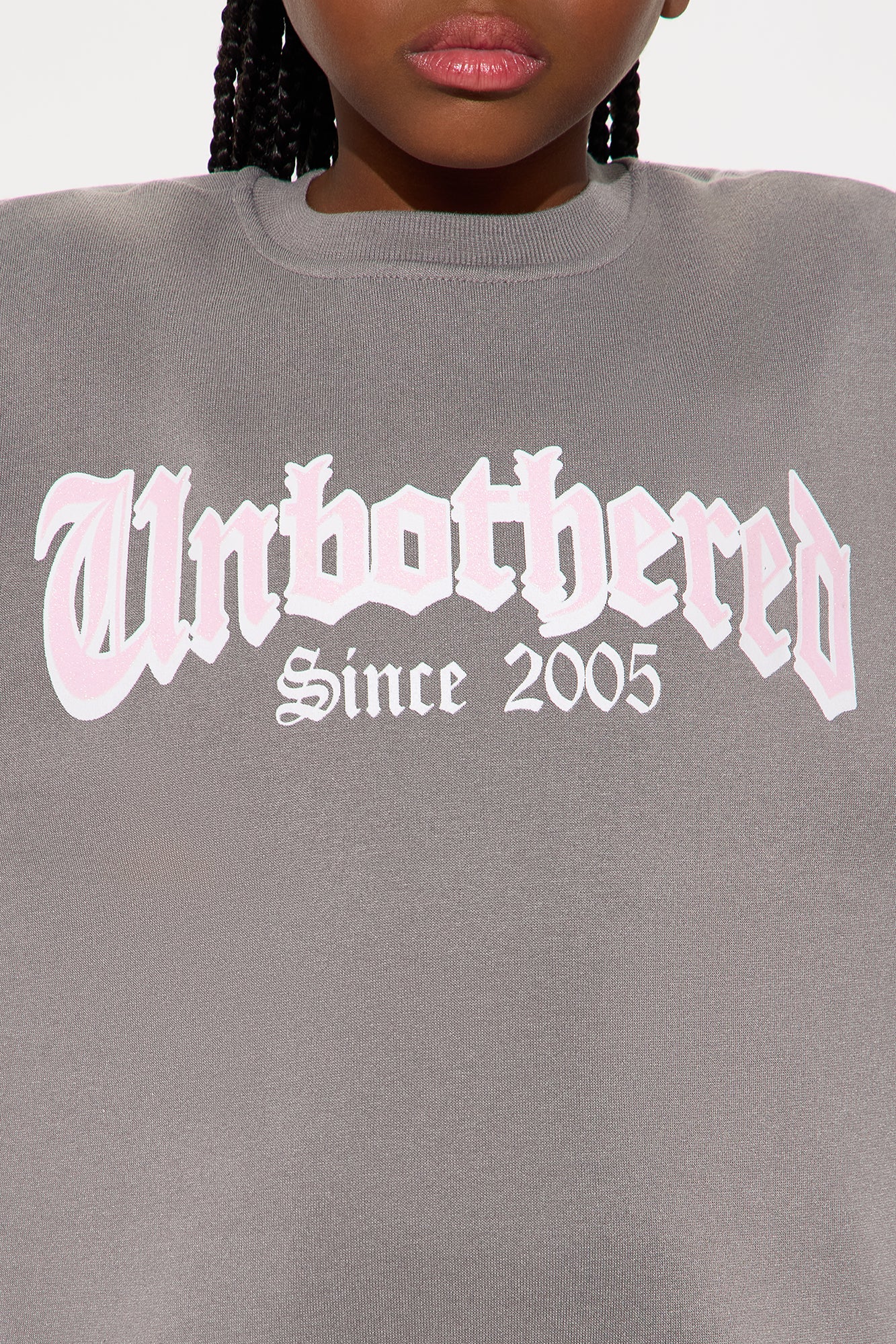 Mini Unbothered Front/Back Crew Neck Sweatshirt - Charcoal