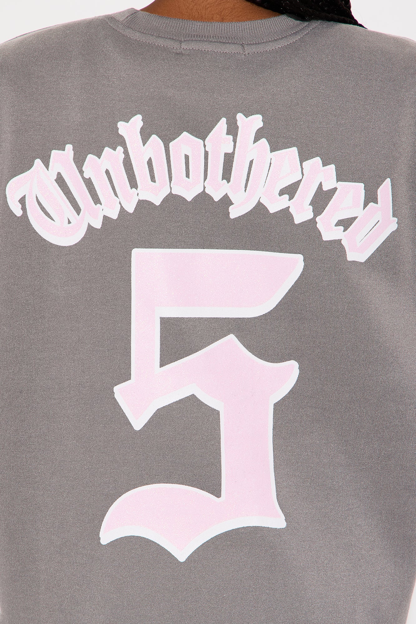 Mini Unbothered Front/Back Crew Neck Sweatshirt - Charcoal
